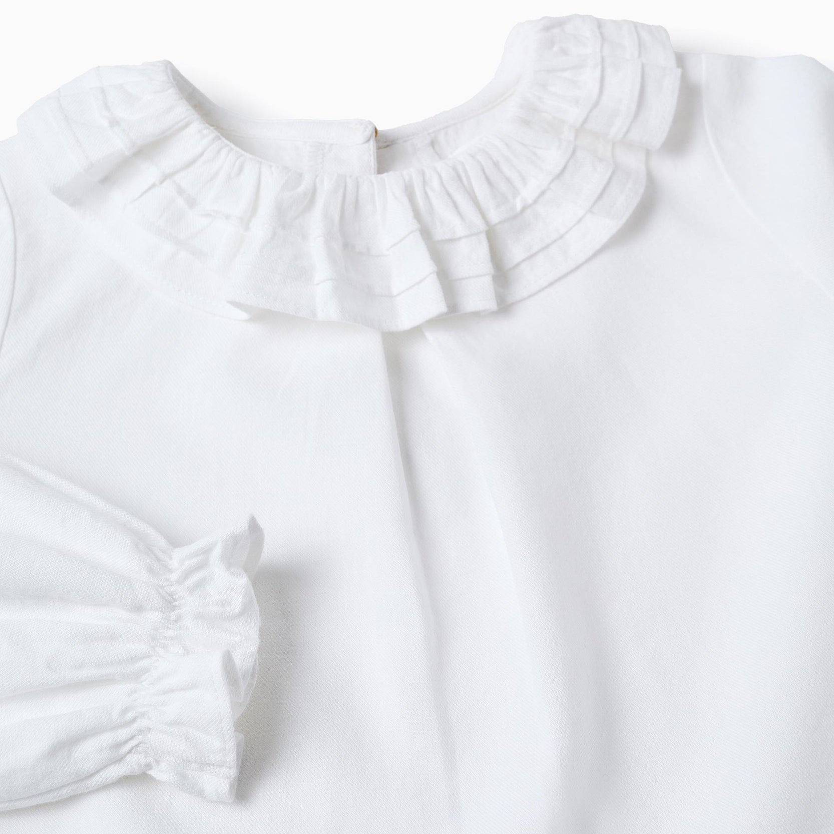 Cotton Twill Blouse for Girls, White