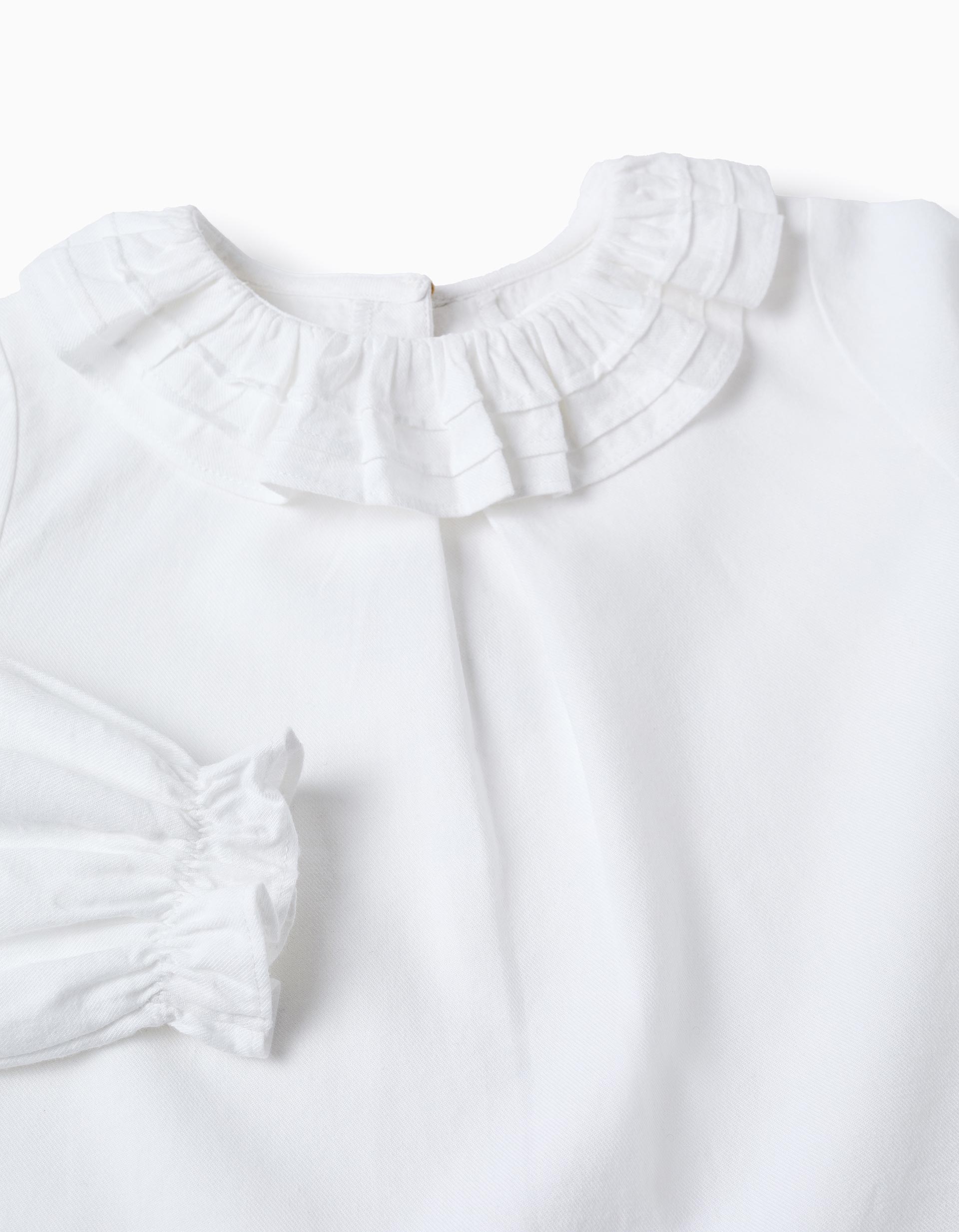 Cotton Twill Blouse for Girls, White