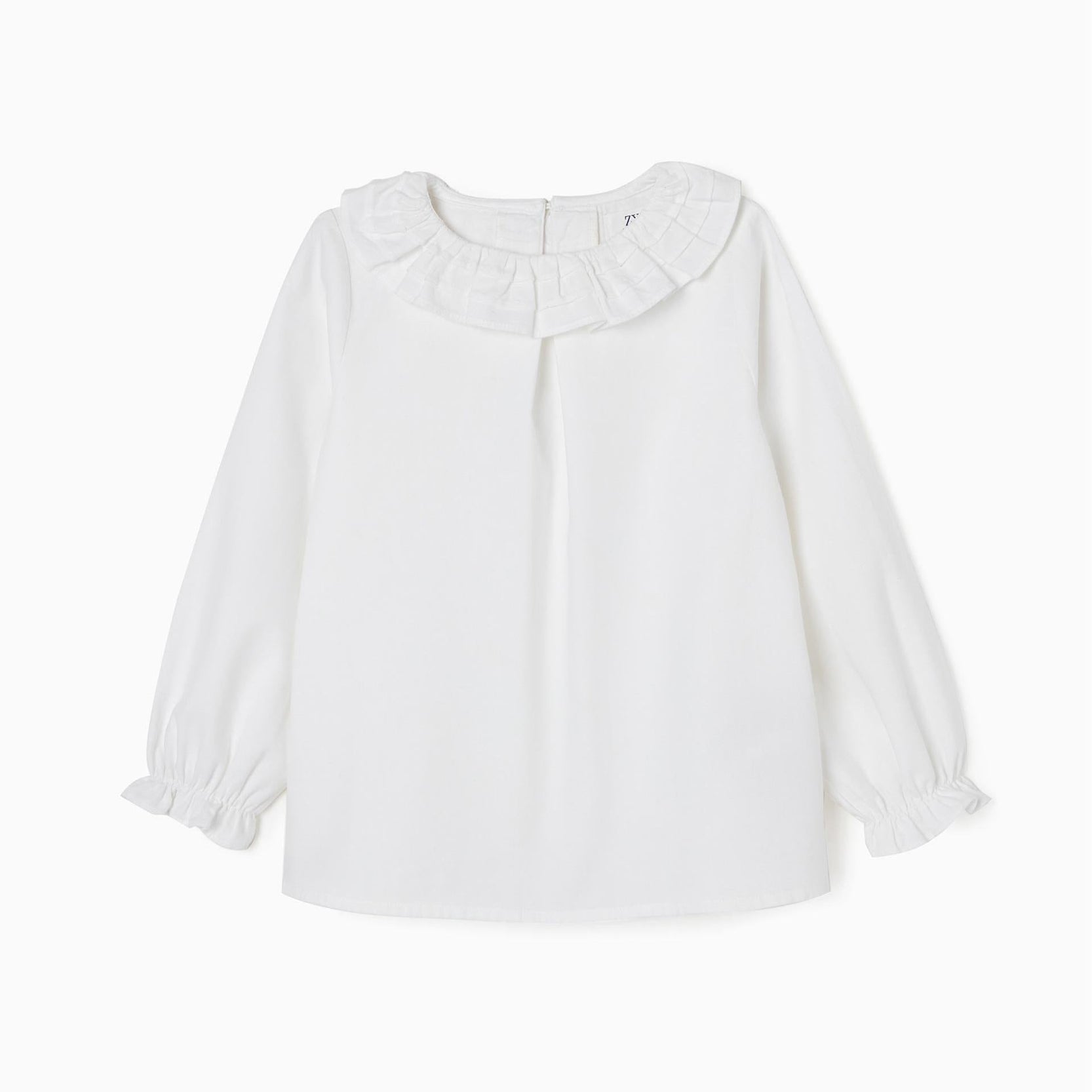 Cotton Twill Blouse for Girls, White