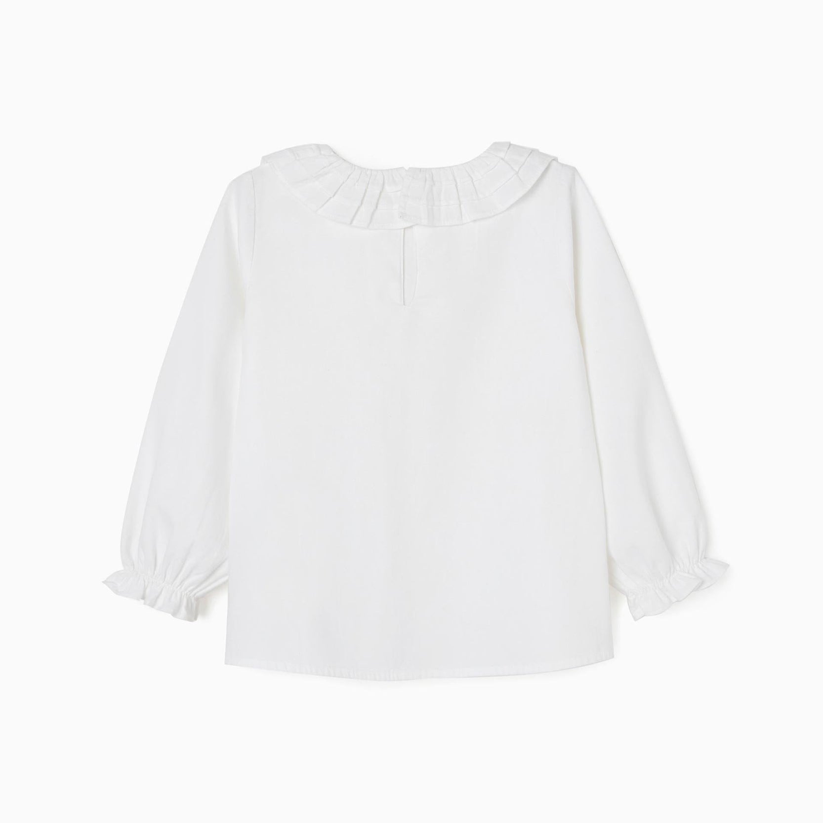 Cotton Twill Blouse for Girls, White