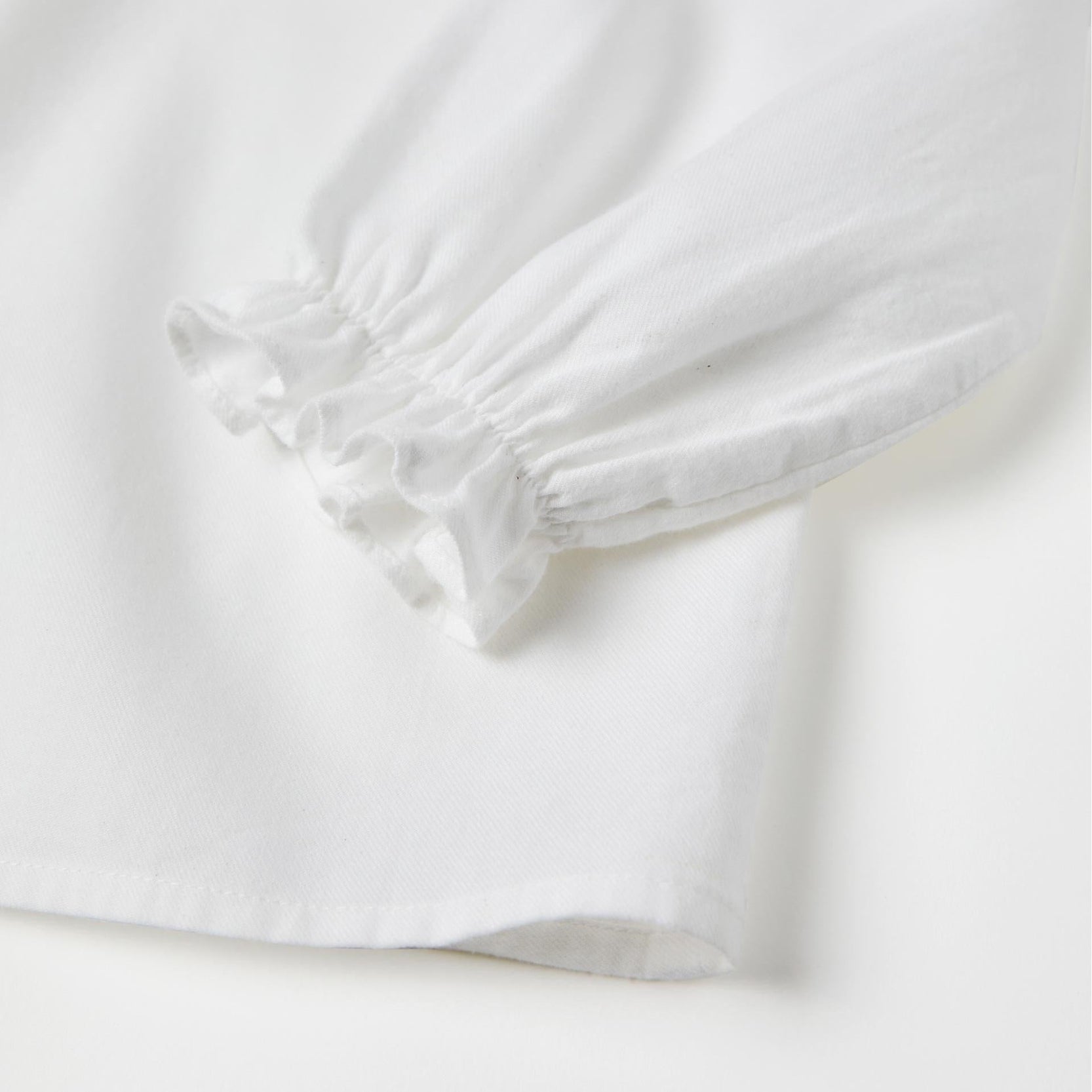 Cotton Twill Blouse for Girls, White