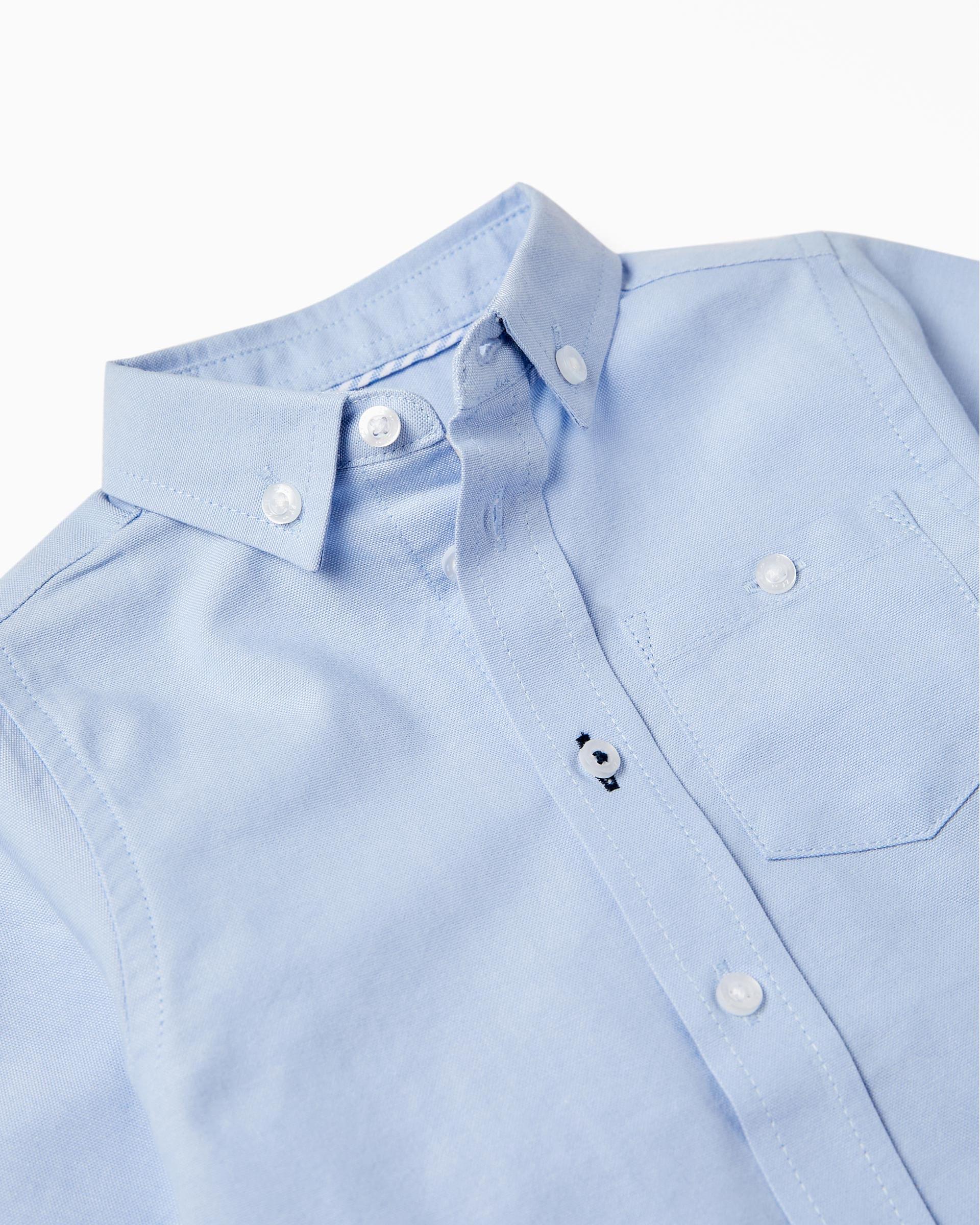 Long Sleeve Cotton Shirt for Baby Boys, Blue