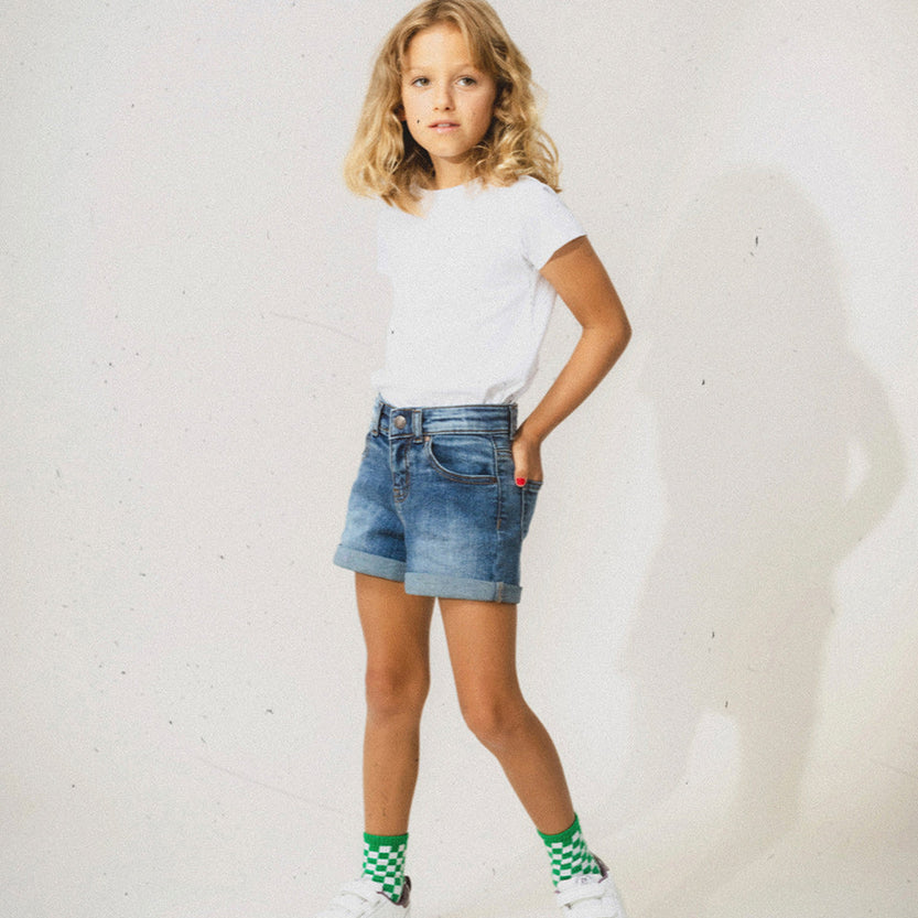 Cotton Denim Shorts for Girls, Blue
