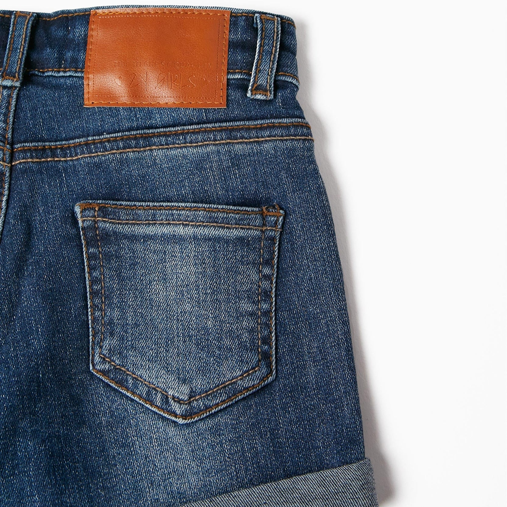 Cotton Denim Shorts for Girls, Blue