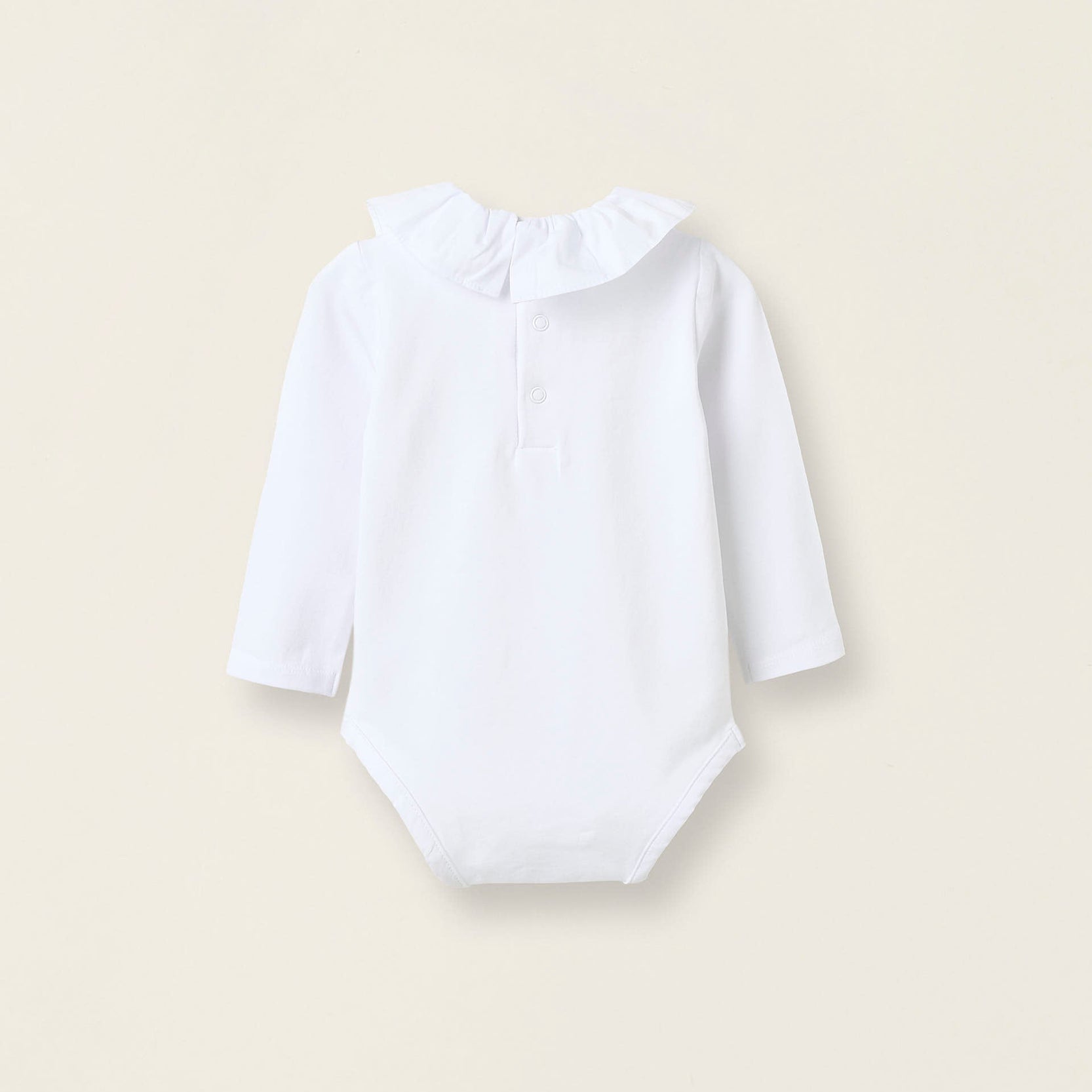 Bodysuit-Blouse with Ruffles in Cotton for Newborn Girls, White