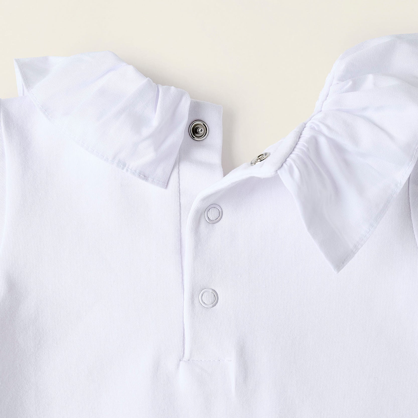 Bodysuit-Blouse with Ruffles in Cotton for Newborn Girls, White
