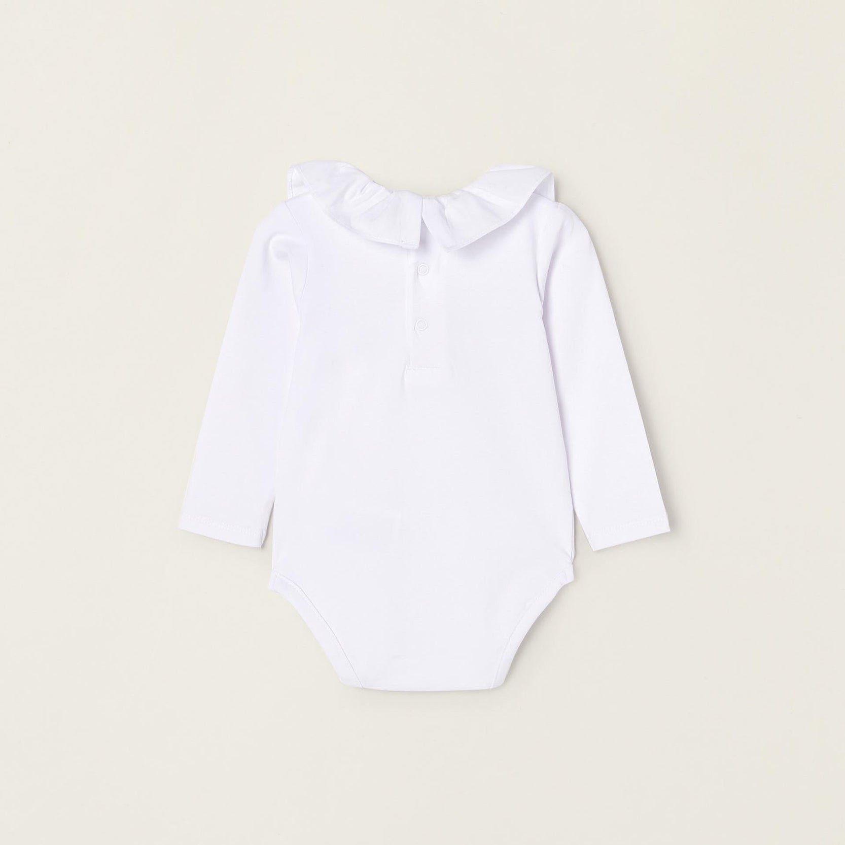 Bodysuit-Blouse with Ruffles in Cotton for Newborn Girls, White