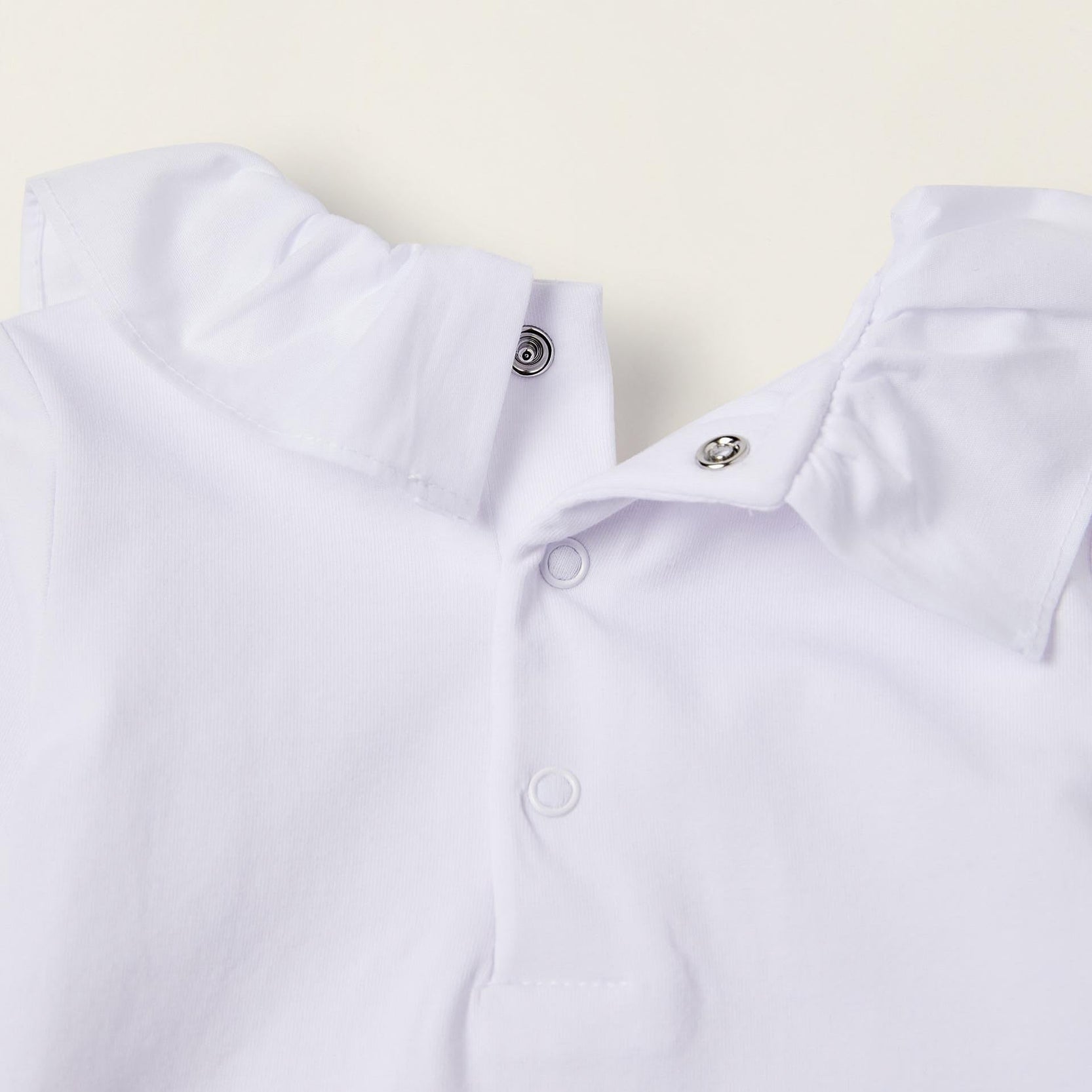 Bodysuit-Blouse with Ruffles in Cotton for Newborn Girls, White