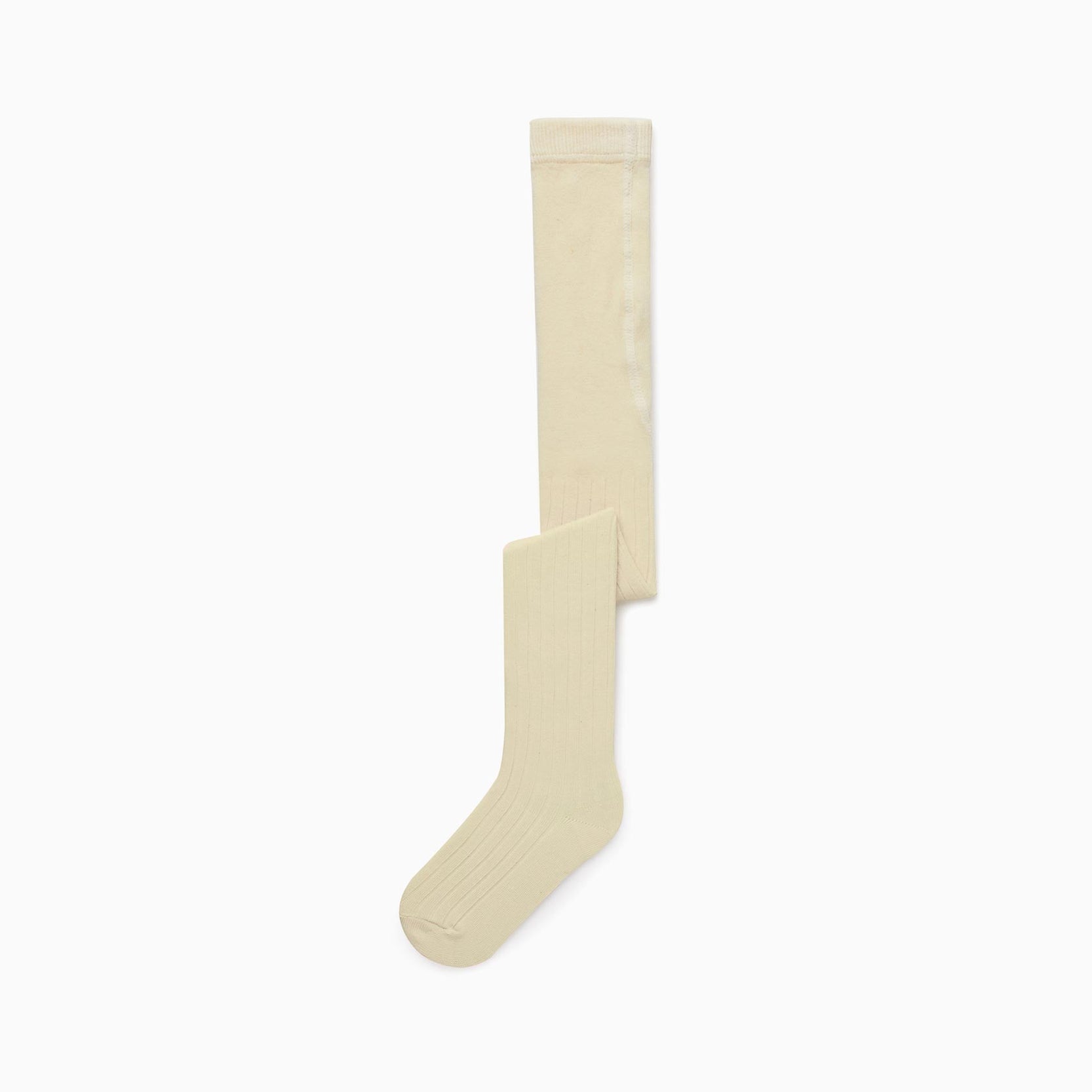 Anti-Pilling Ribbed Tights for Baby Girls, Beige
