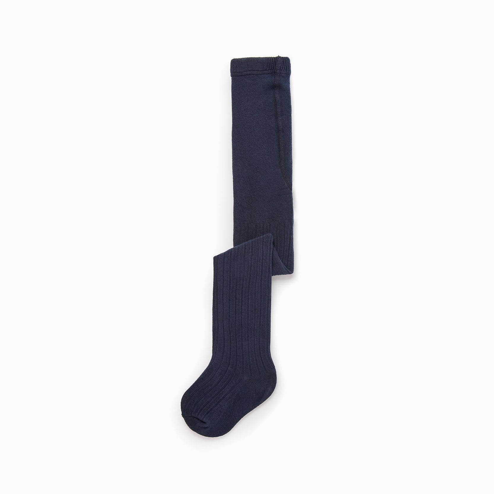 Anti-Pilling Ribbed Tights for Baby Girls, Dark Blue