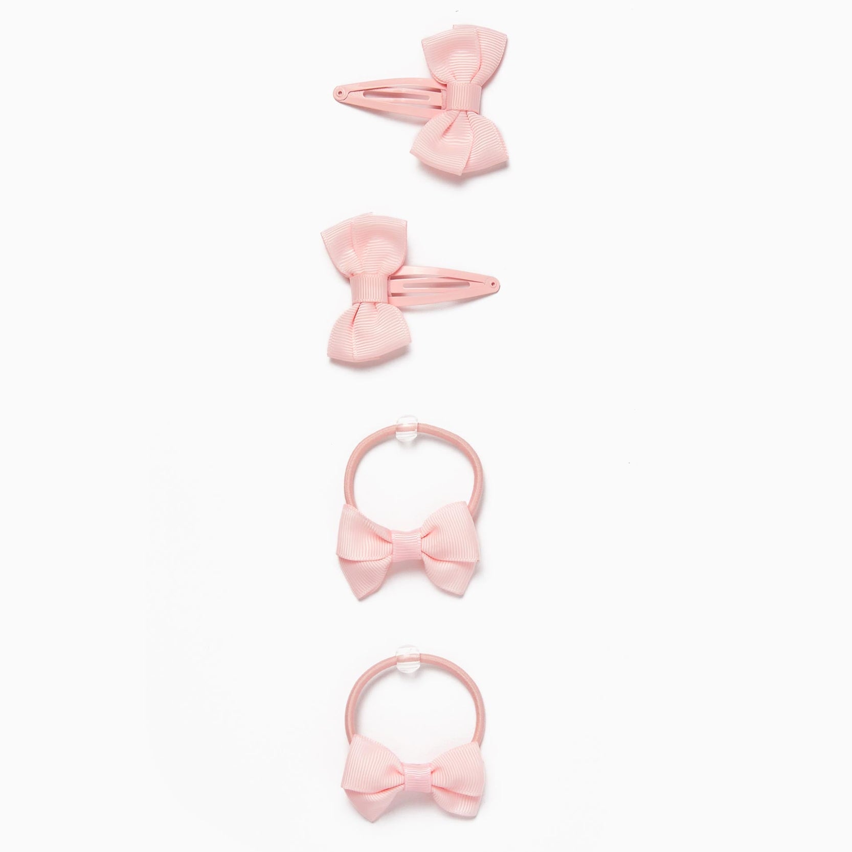 2 Hairpins + 2 Bobbles with Bows for Babies and Girls, Pink