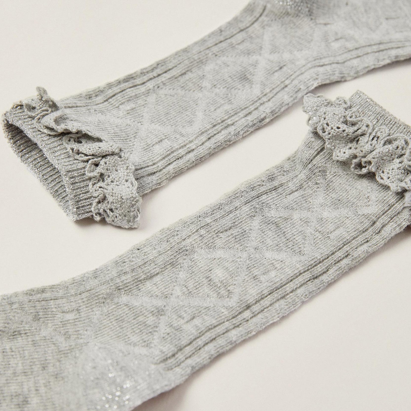 Socks with Lace for Baby Girls, Grey
