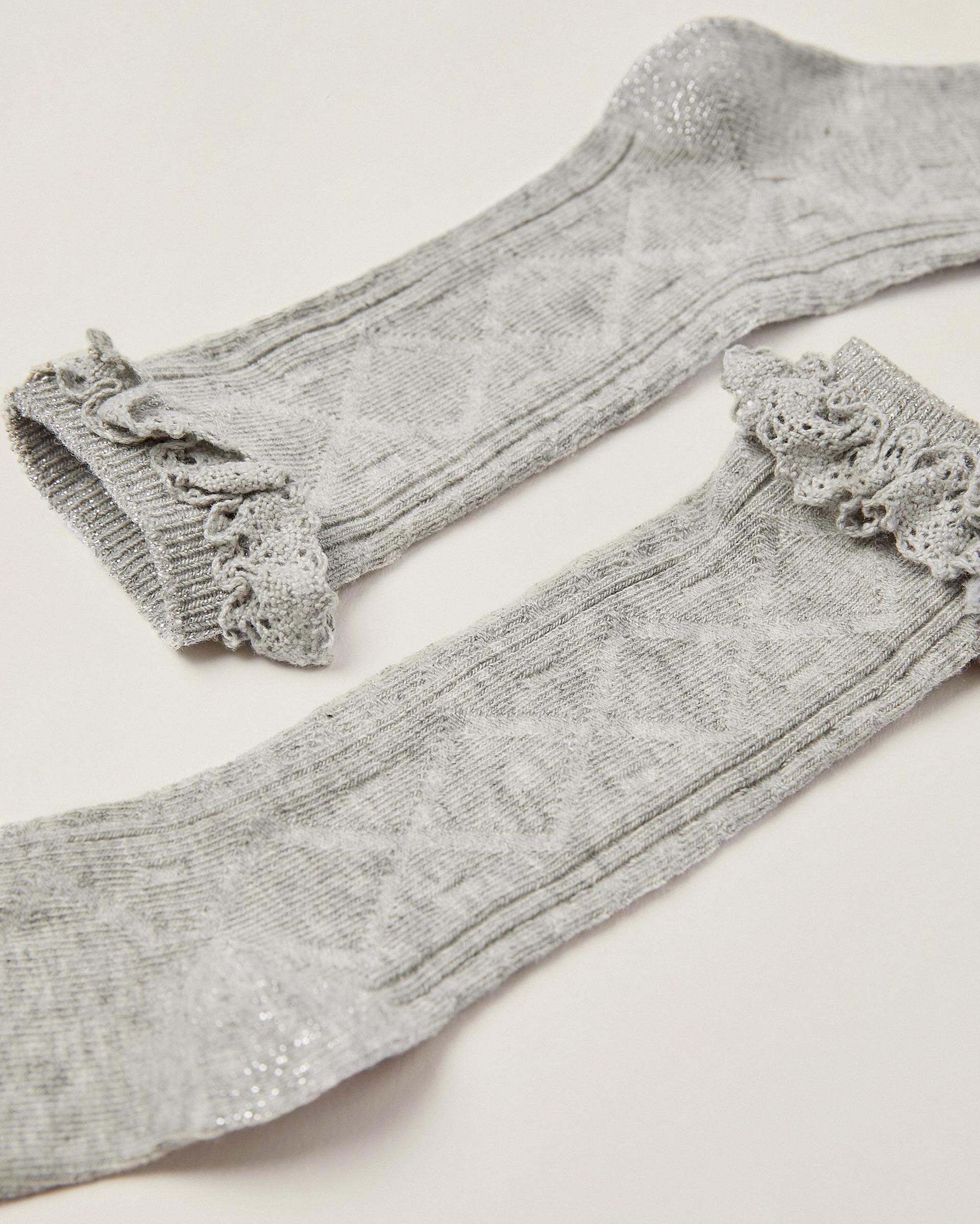 Socks with Lace for Baby Girls, Grey