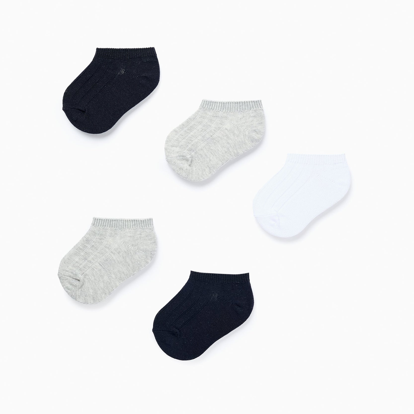 Pack of 5 pairs of Ribbed Ankle Socks for Babies, Multicolour