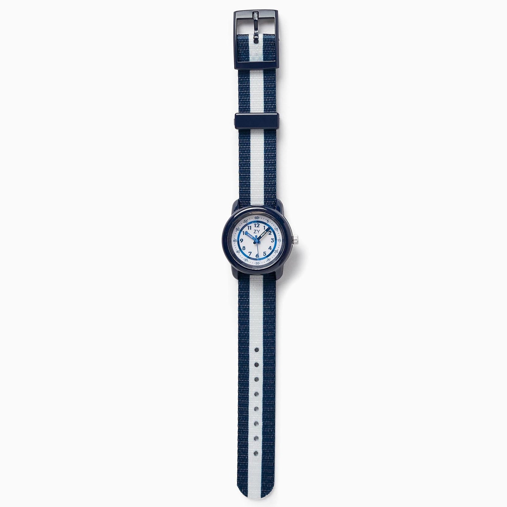 Striped Watch for Boys, Dark Blue/White