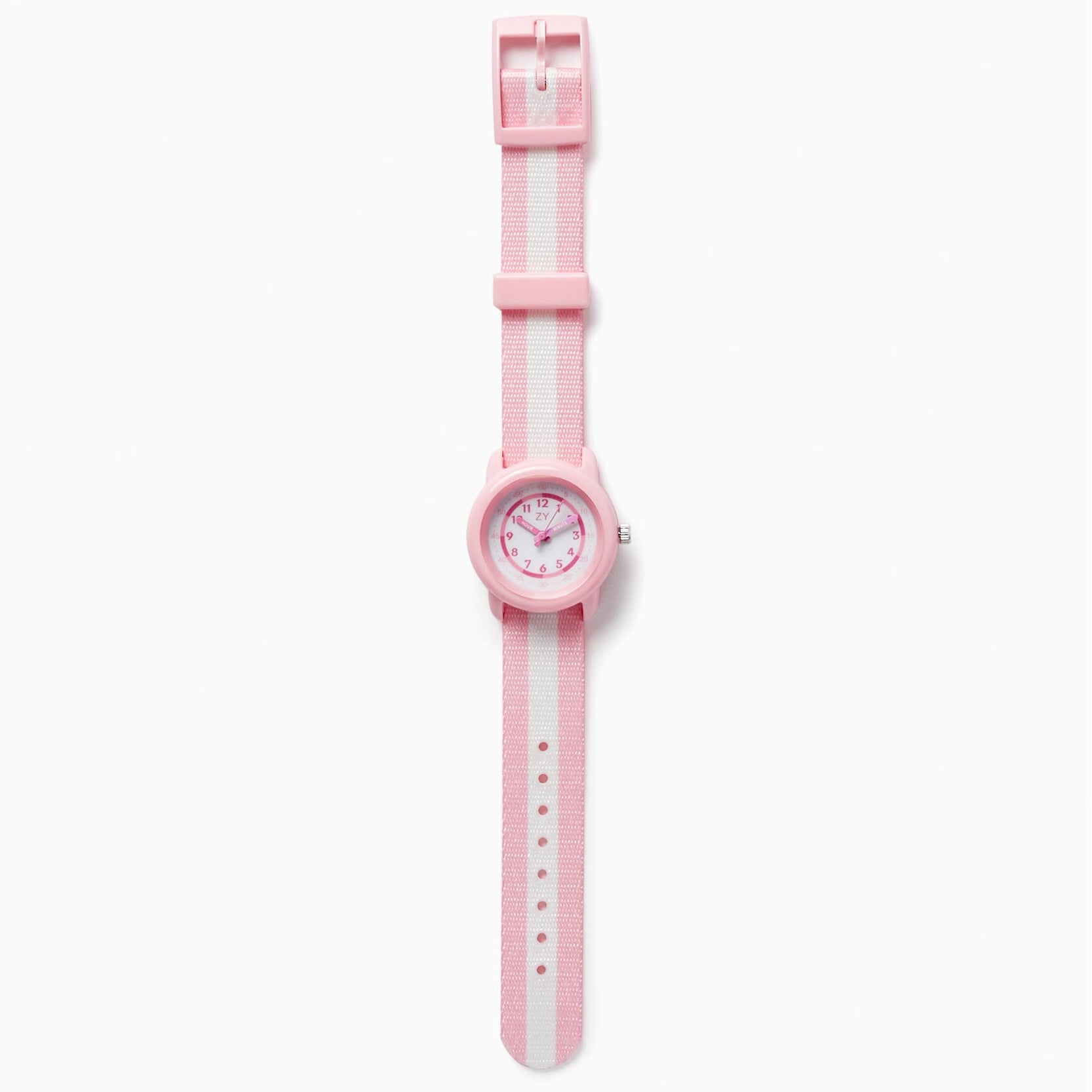Striped Watch for Girls, Pink/White