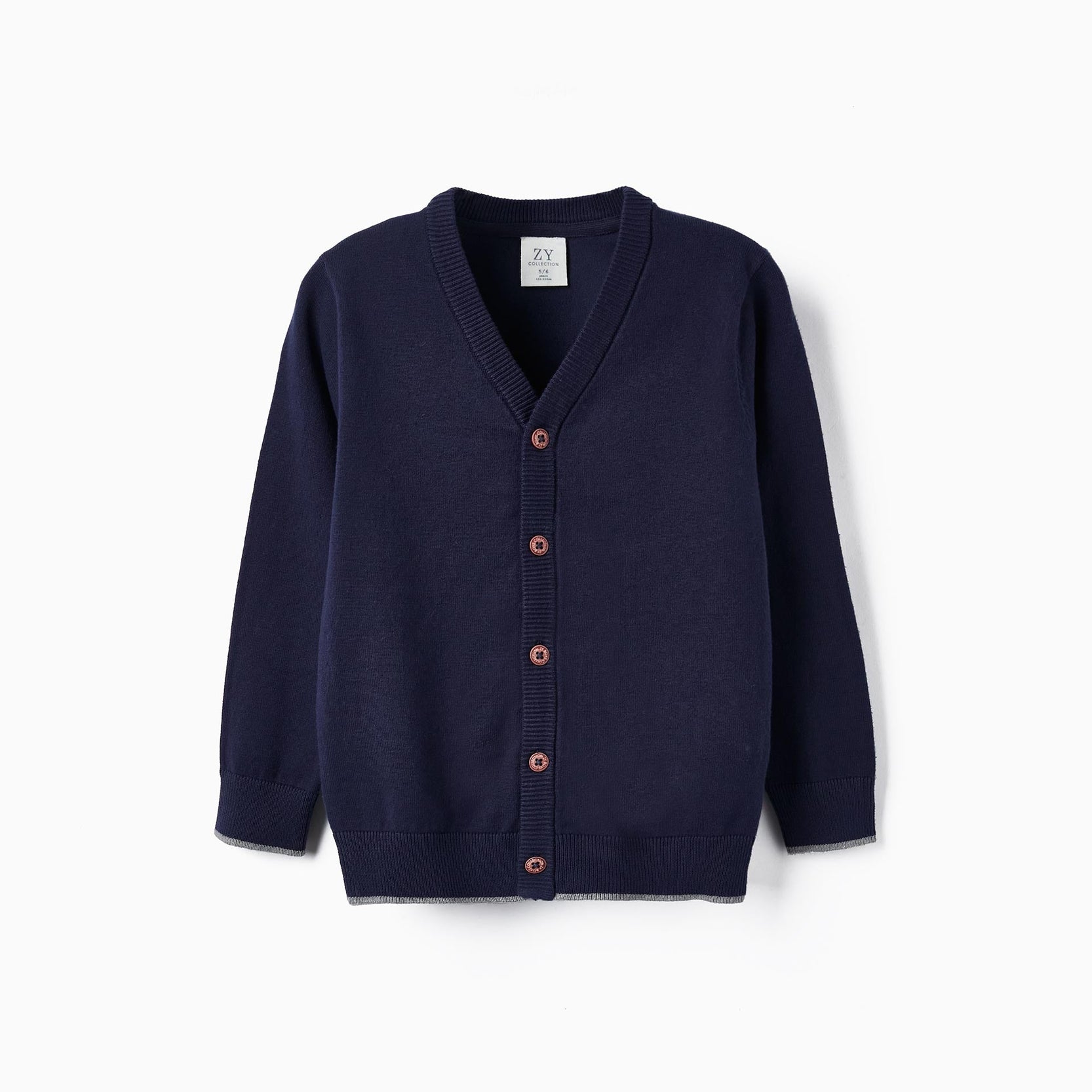 Knitted Cardigan with Elbow Patches for Boys, Dark Blue