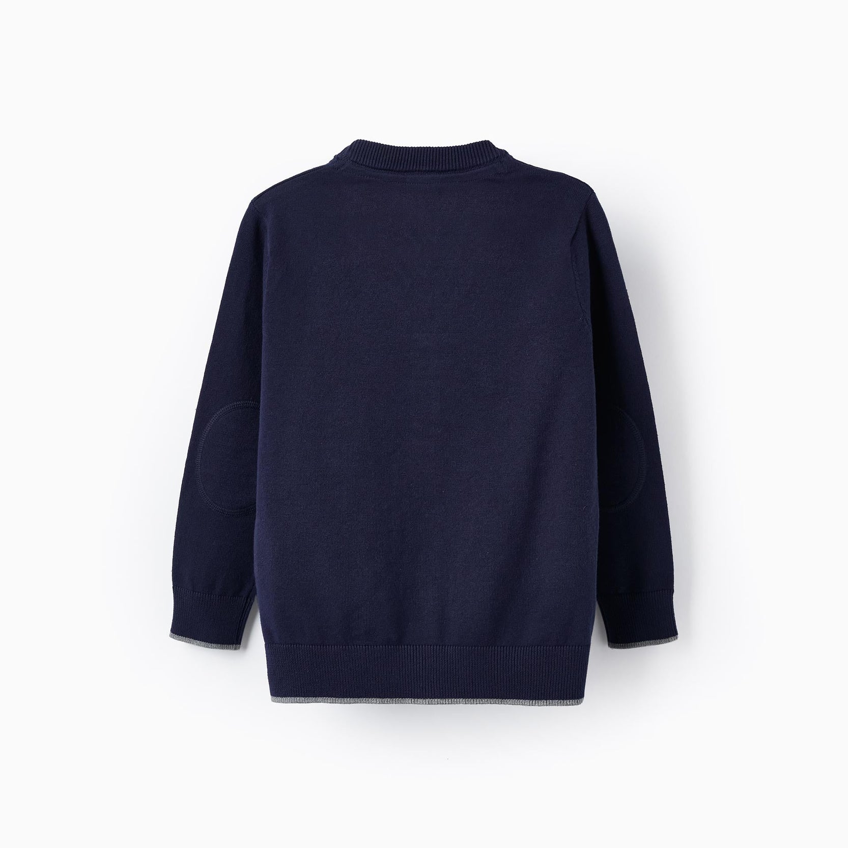 Knitted Cardigan with Elbow Patches for Boys, Dark Blue