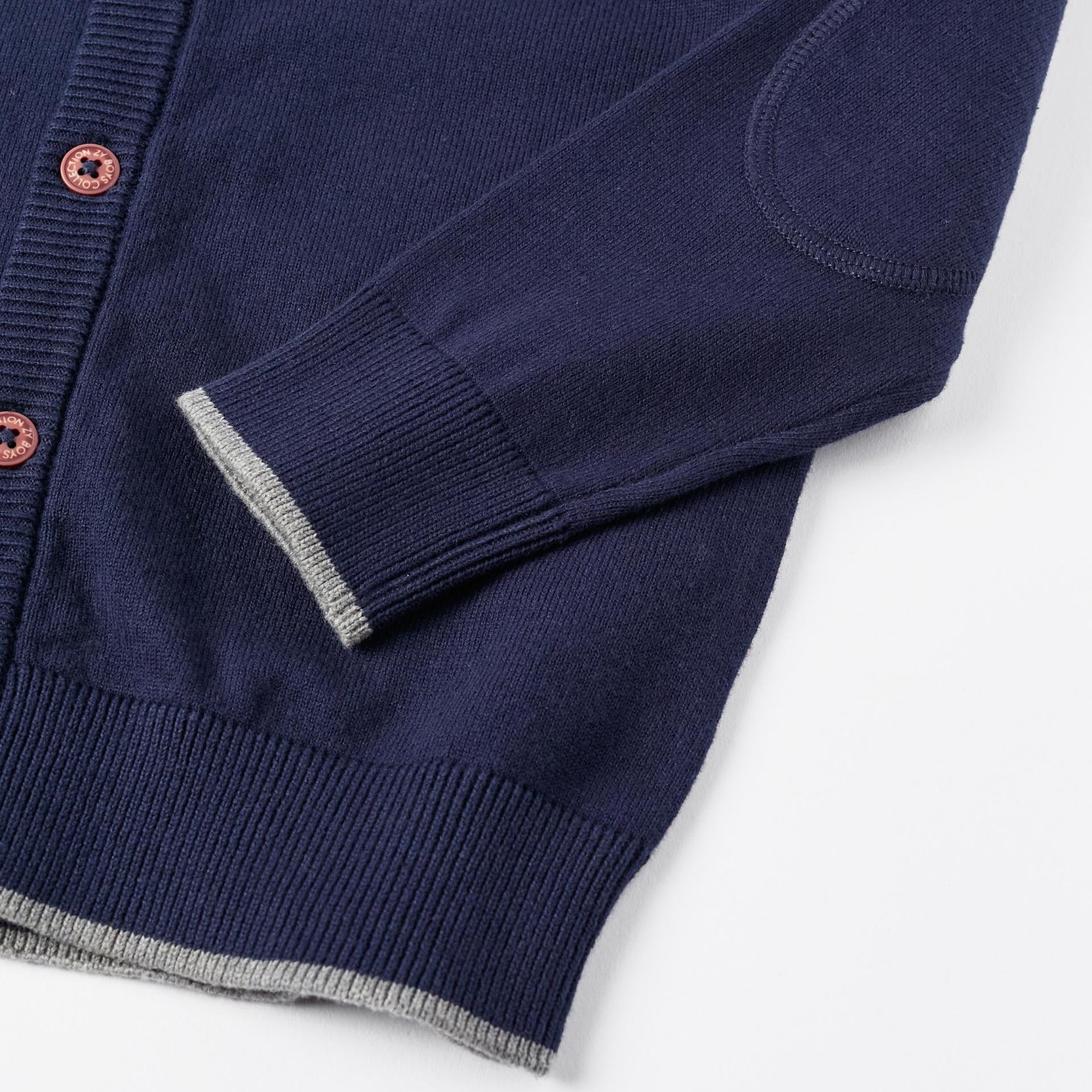 Knitted Cardigan with Elbow Patches for Boys, Dark Blue
