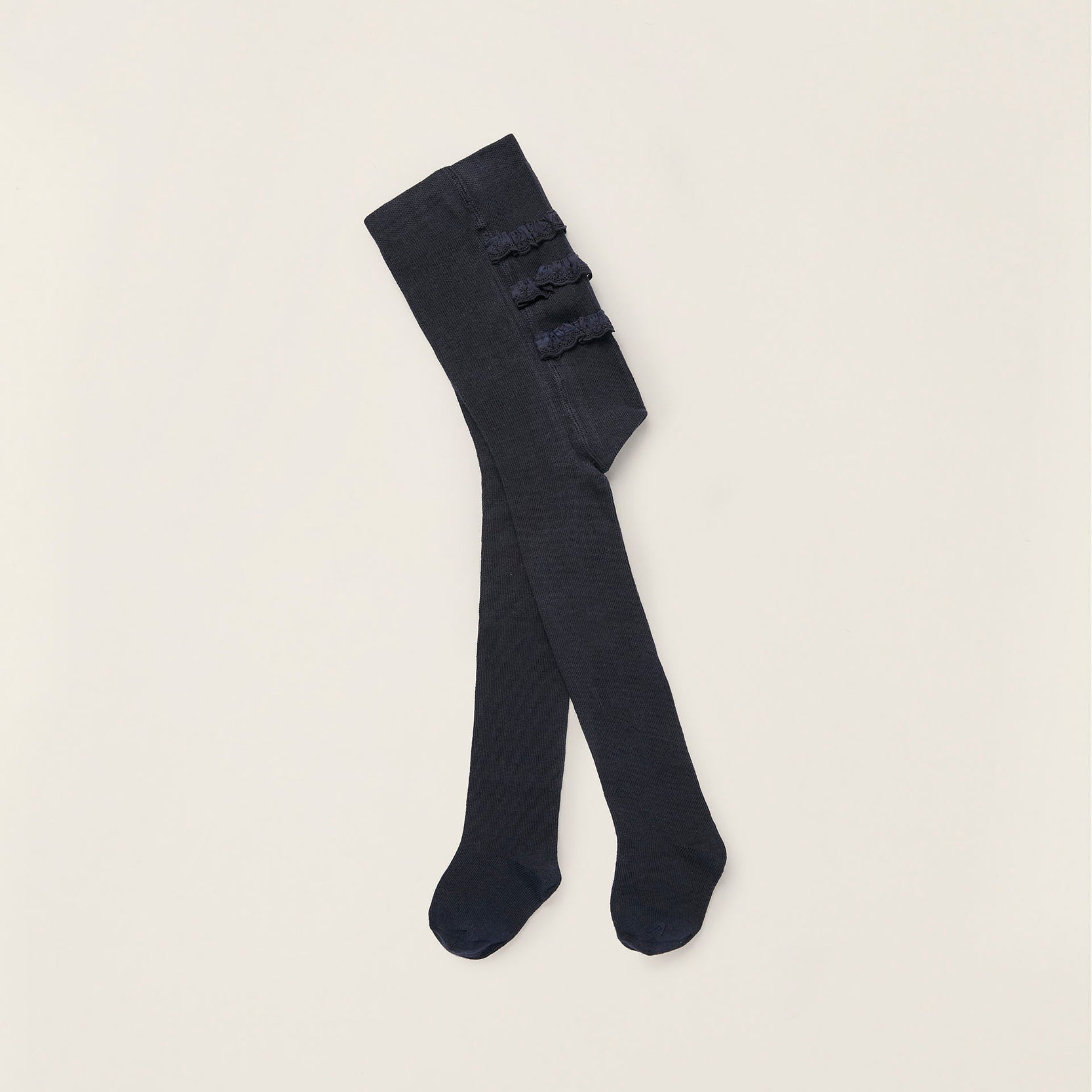 Knitted Tights with Ruffles for Newborns and Babies, Dark Blue