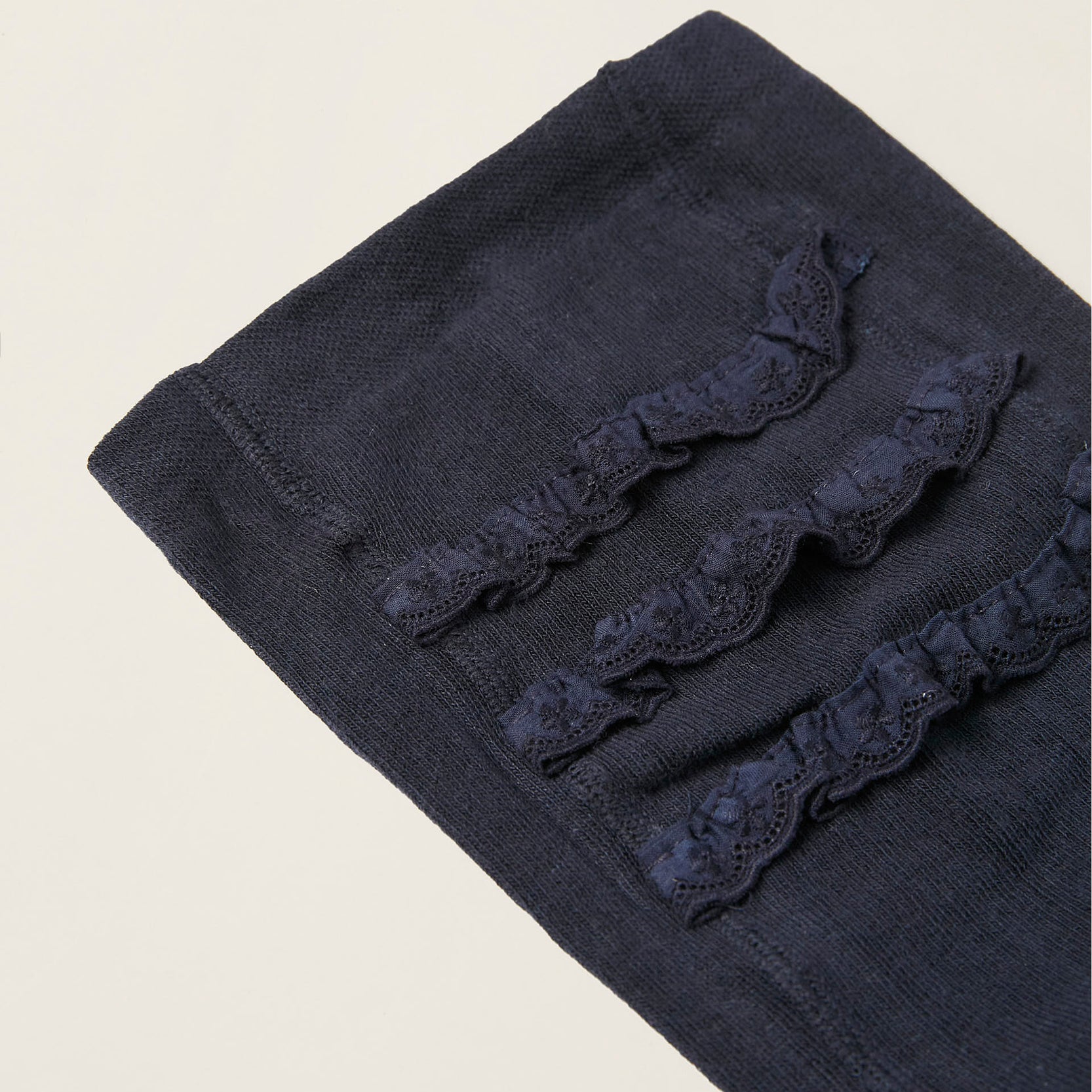 Knitted Tights with Ruffles for Newborns and Babies, Dark Blue