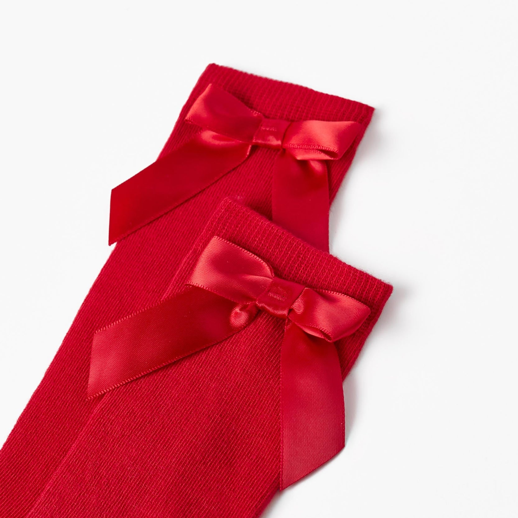 High Socks with Bow for Girls, Red