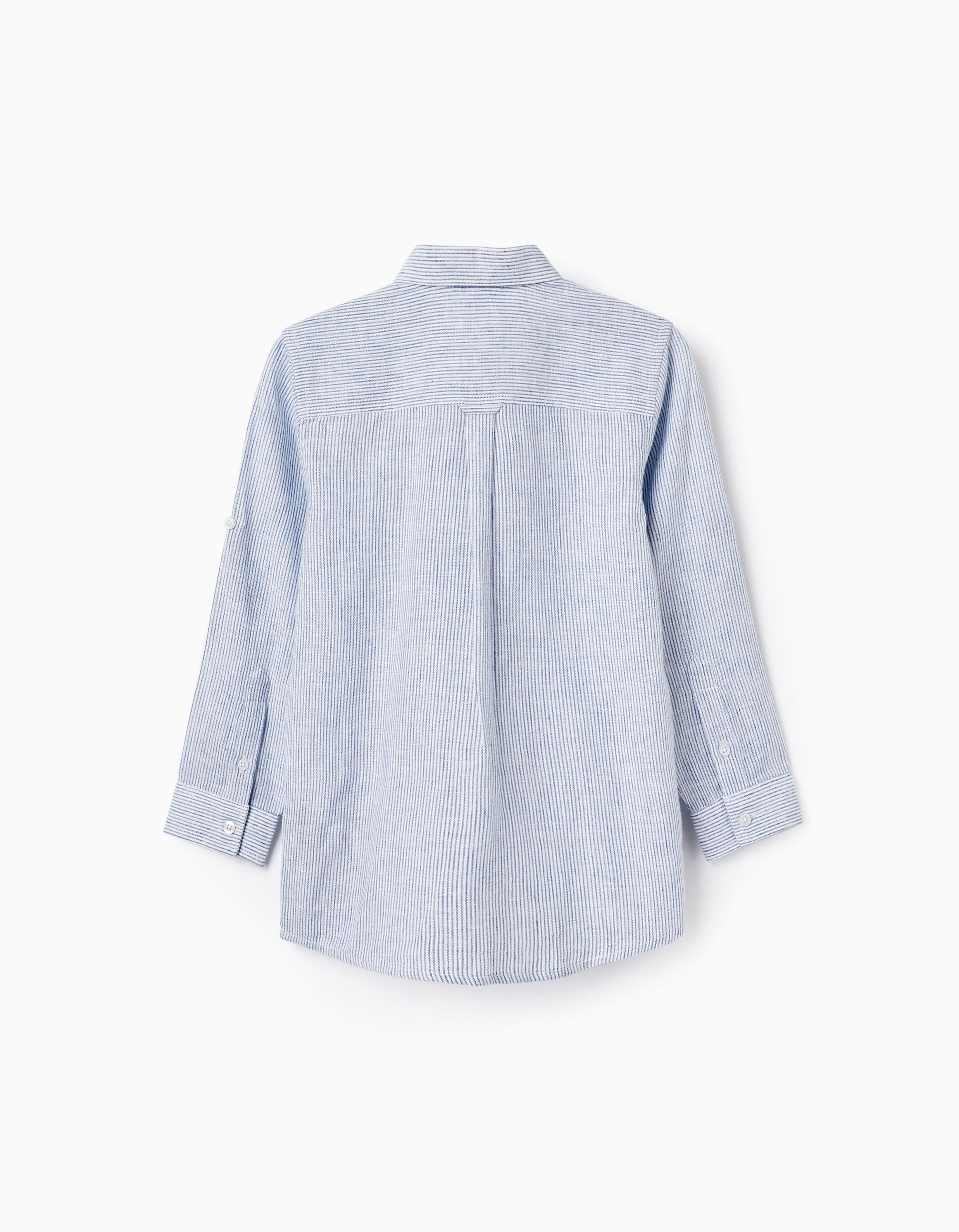 Classic Long Sleeve Striped Shirt for Boys, Blue/White