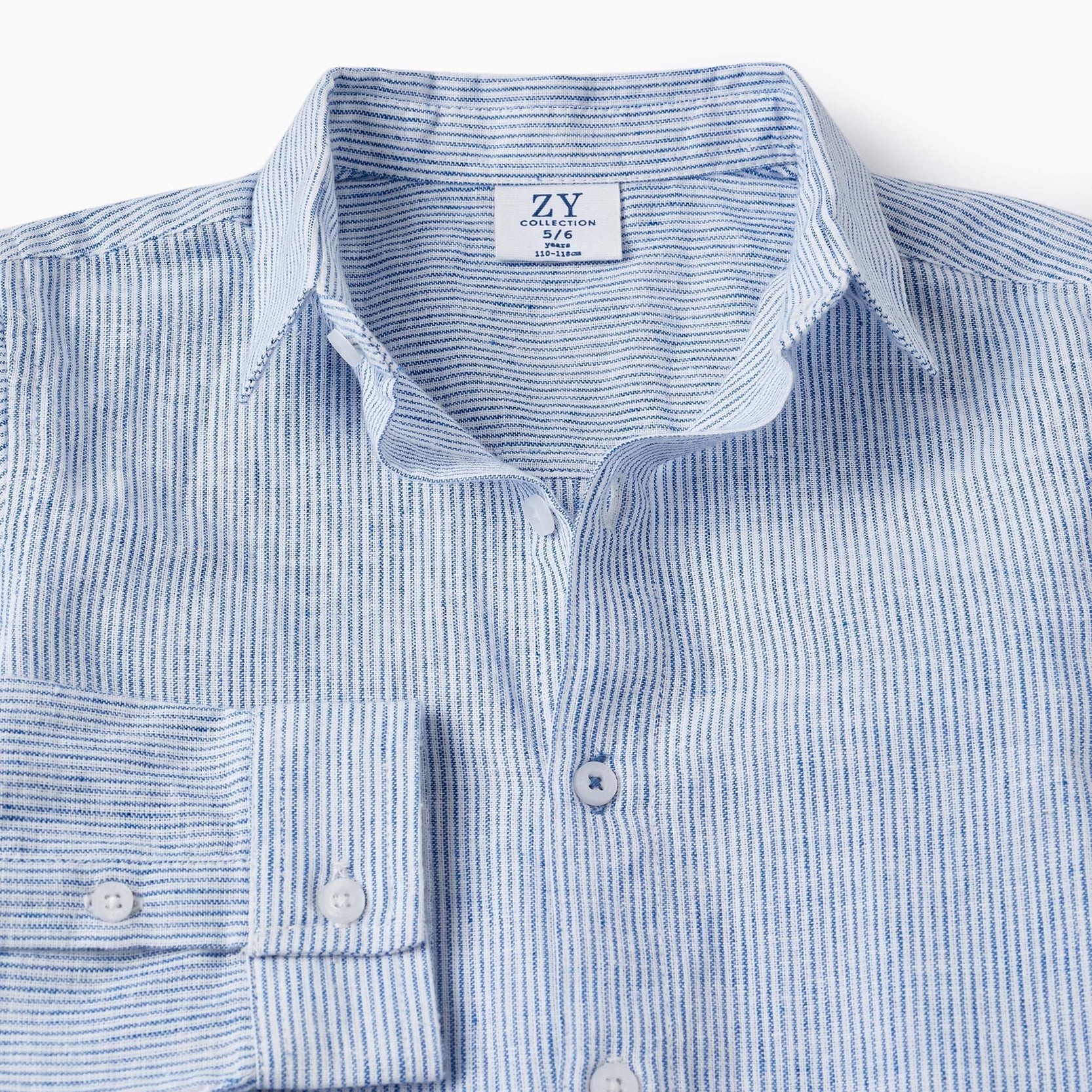 Classic Long Sleeve Striped Shirt for Boys, Blue/White