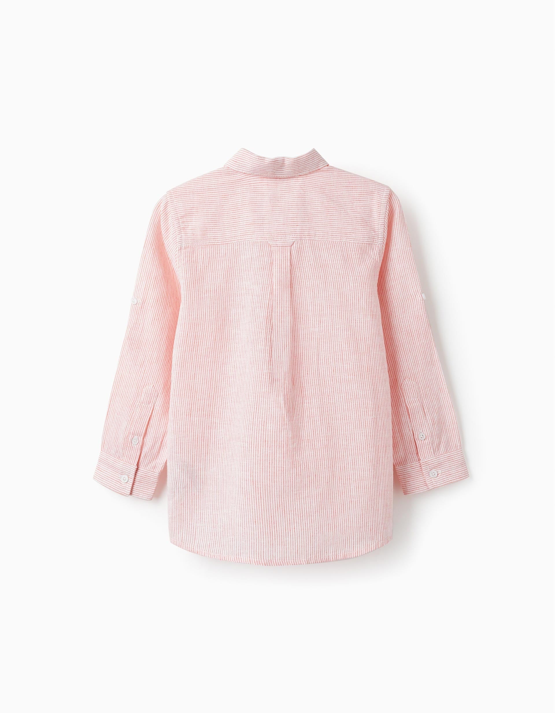 Striped Shirt for Boys, White/Orange