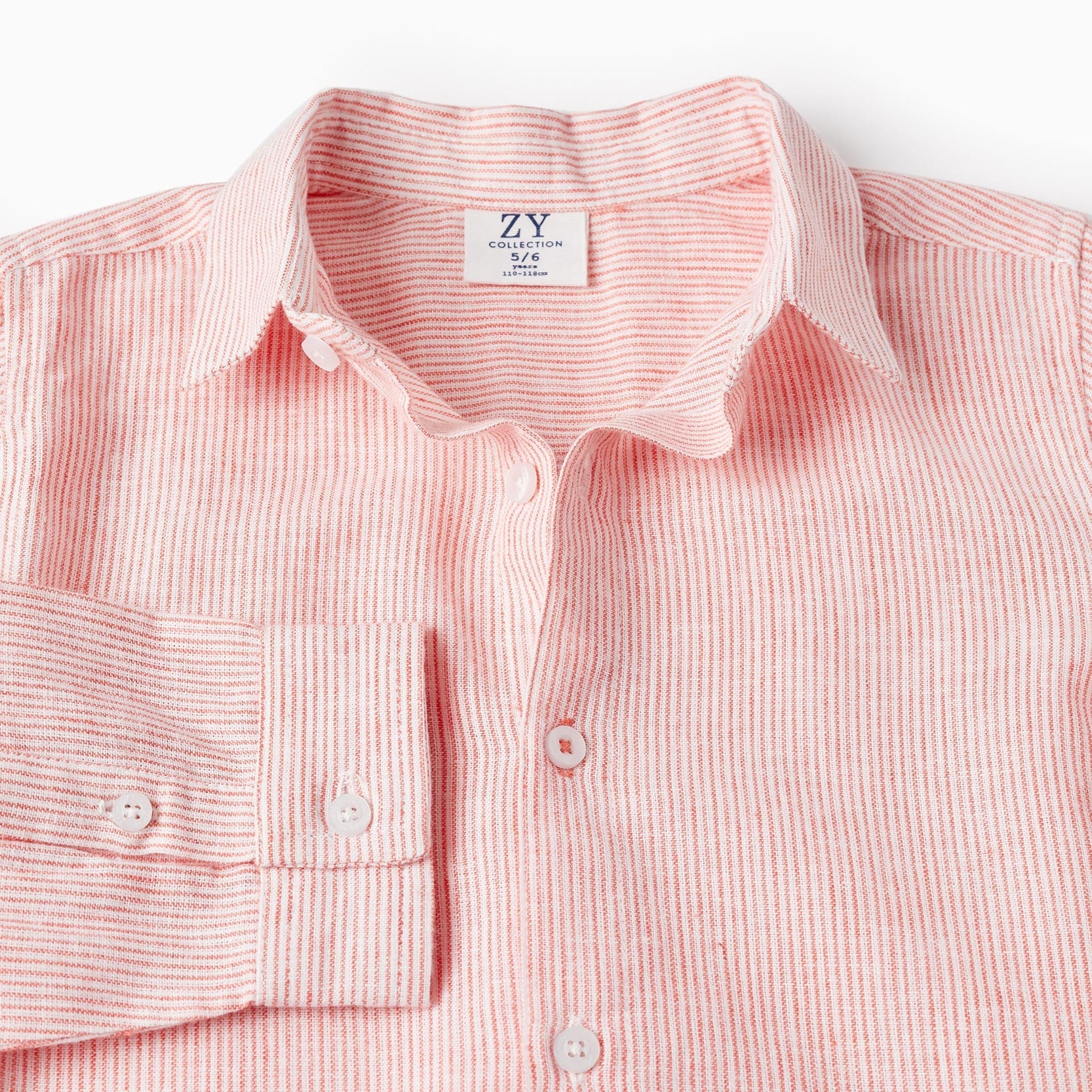 Striped Shirt for Boys, White/Orange