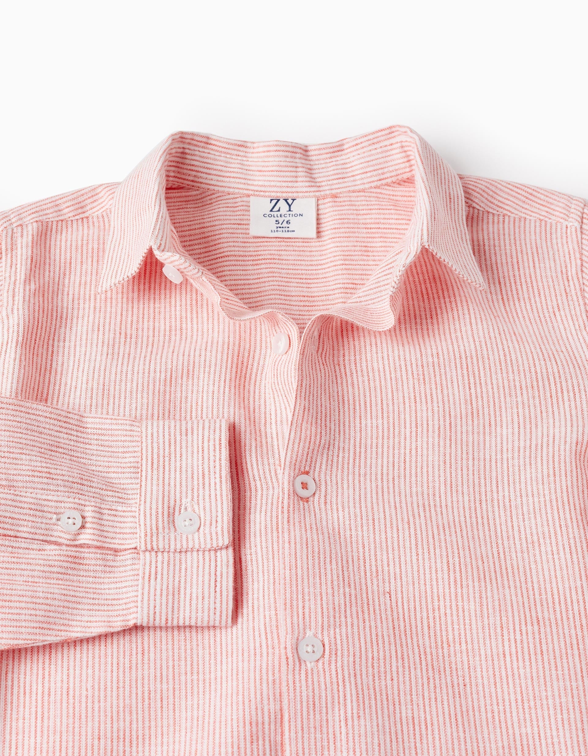 Striped Shirt for Boys, White/Orange