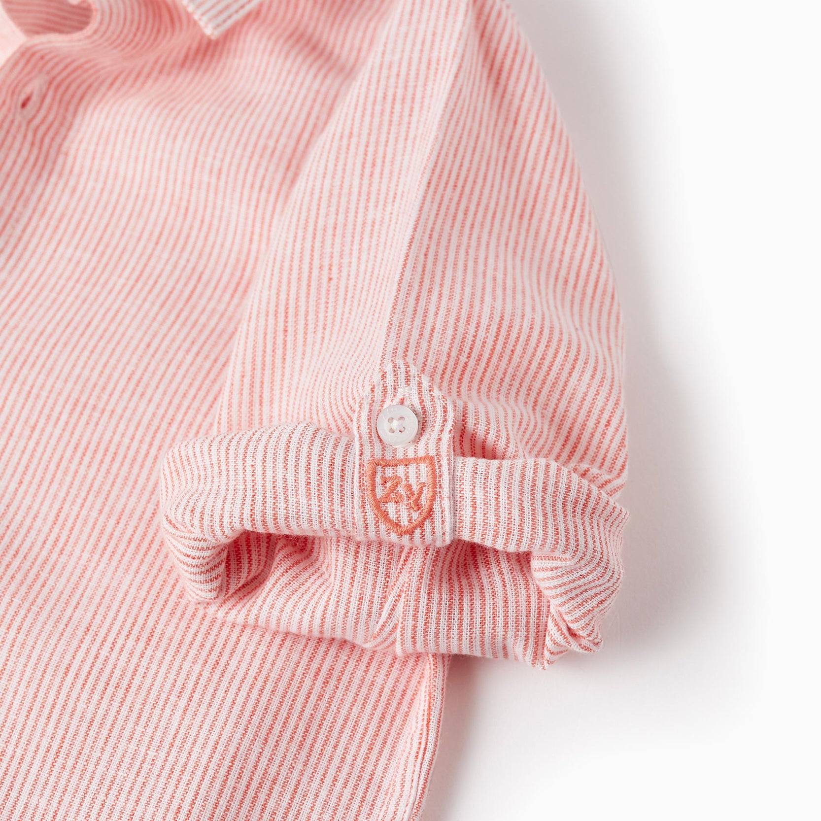 Striped Shirt for Boys, White/Orange