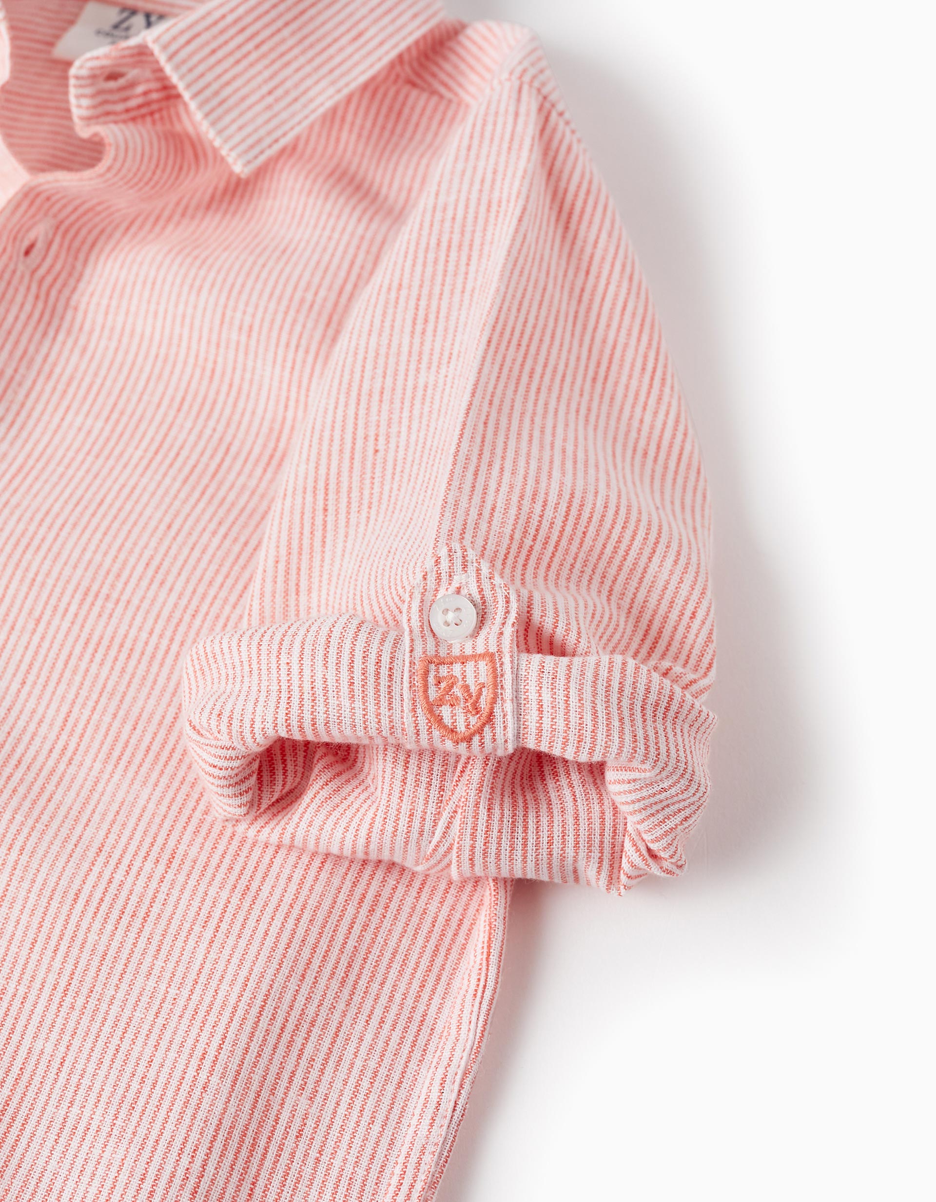 Striped Shirt for Boys, White/Orange
