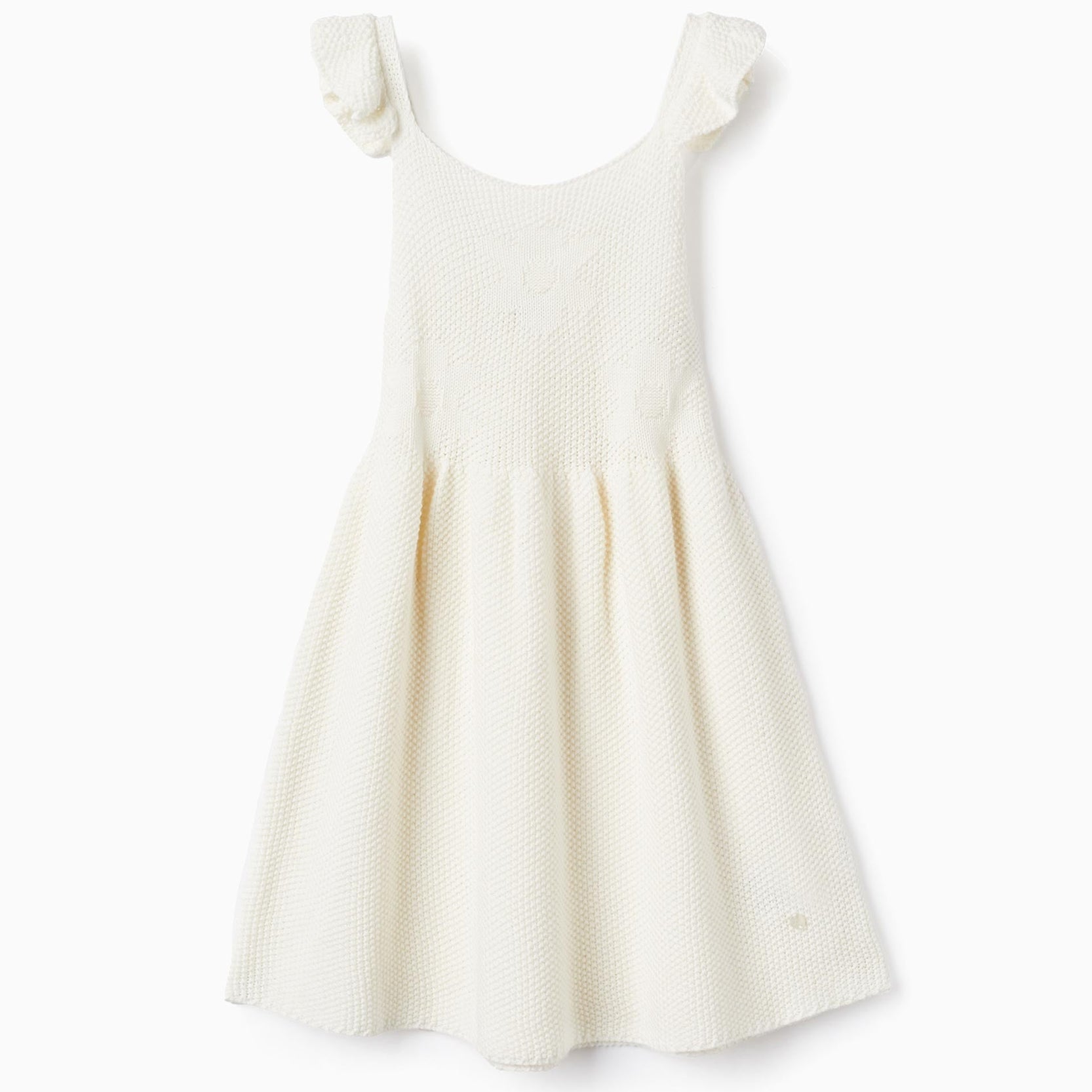 Strappy Knitted Dress for Girls, White