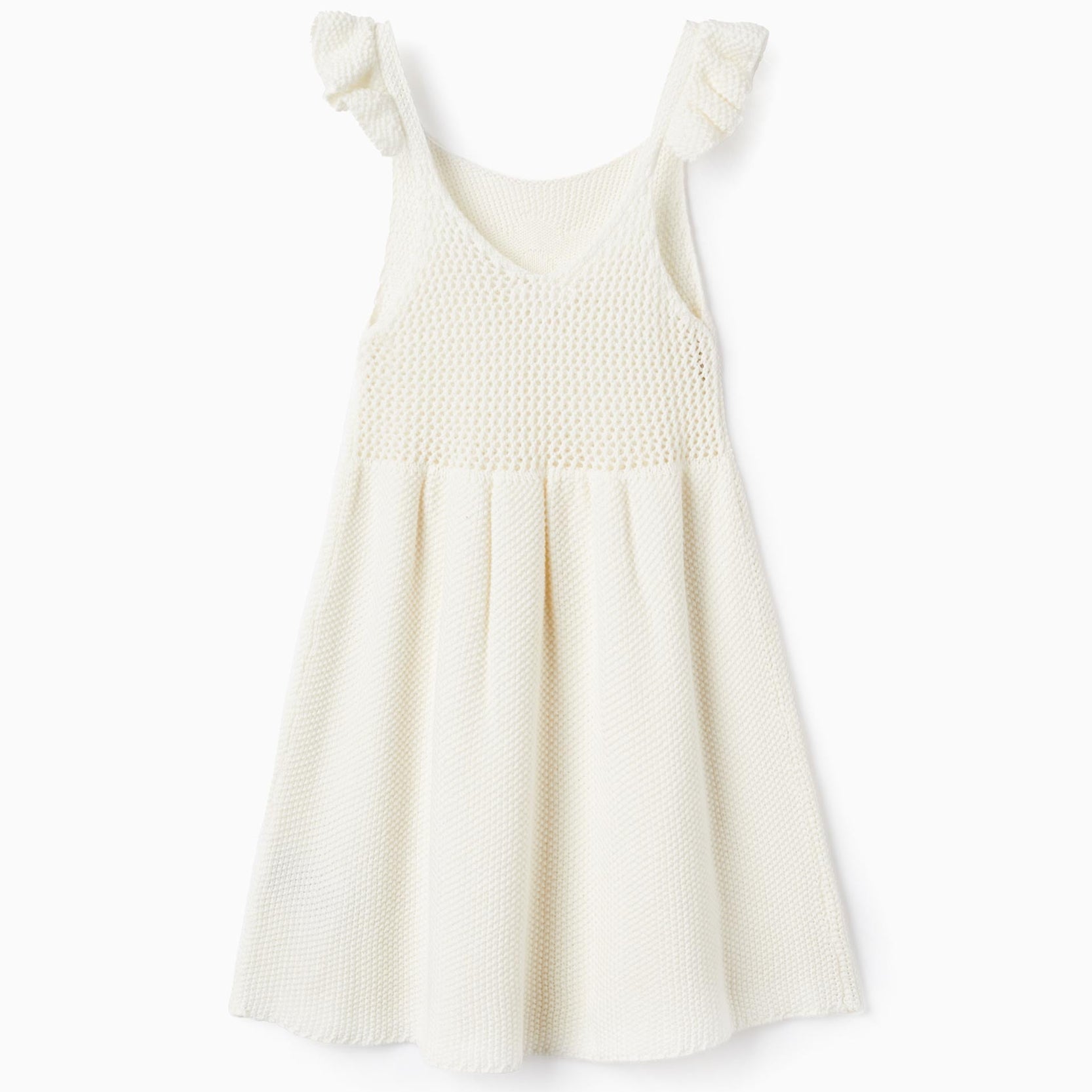 Strappy Knitted Dress for Girls, White