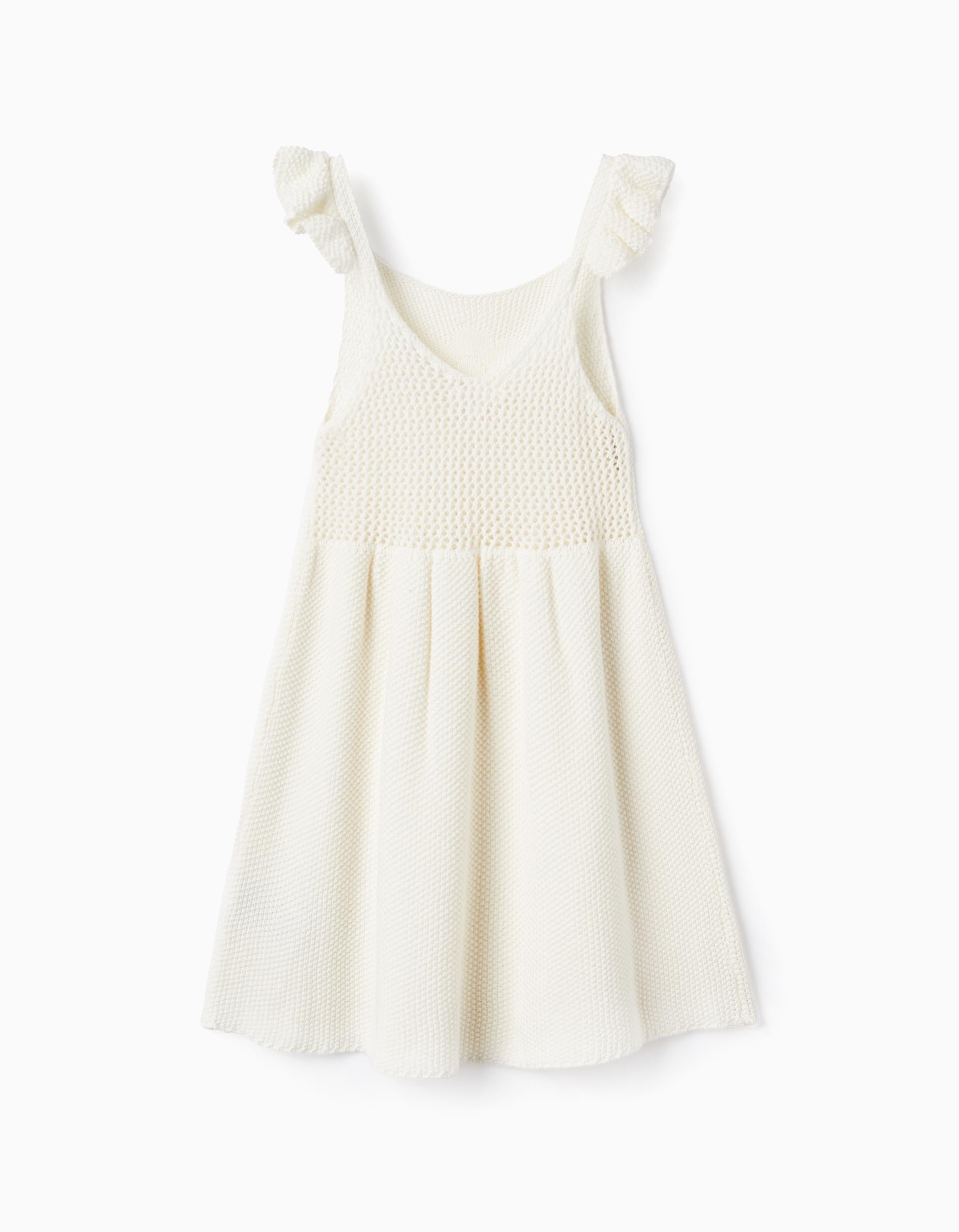 Strappy Knitted Dress for Girls, White