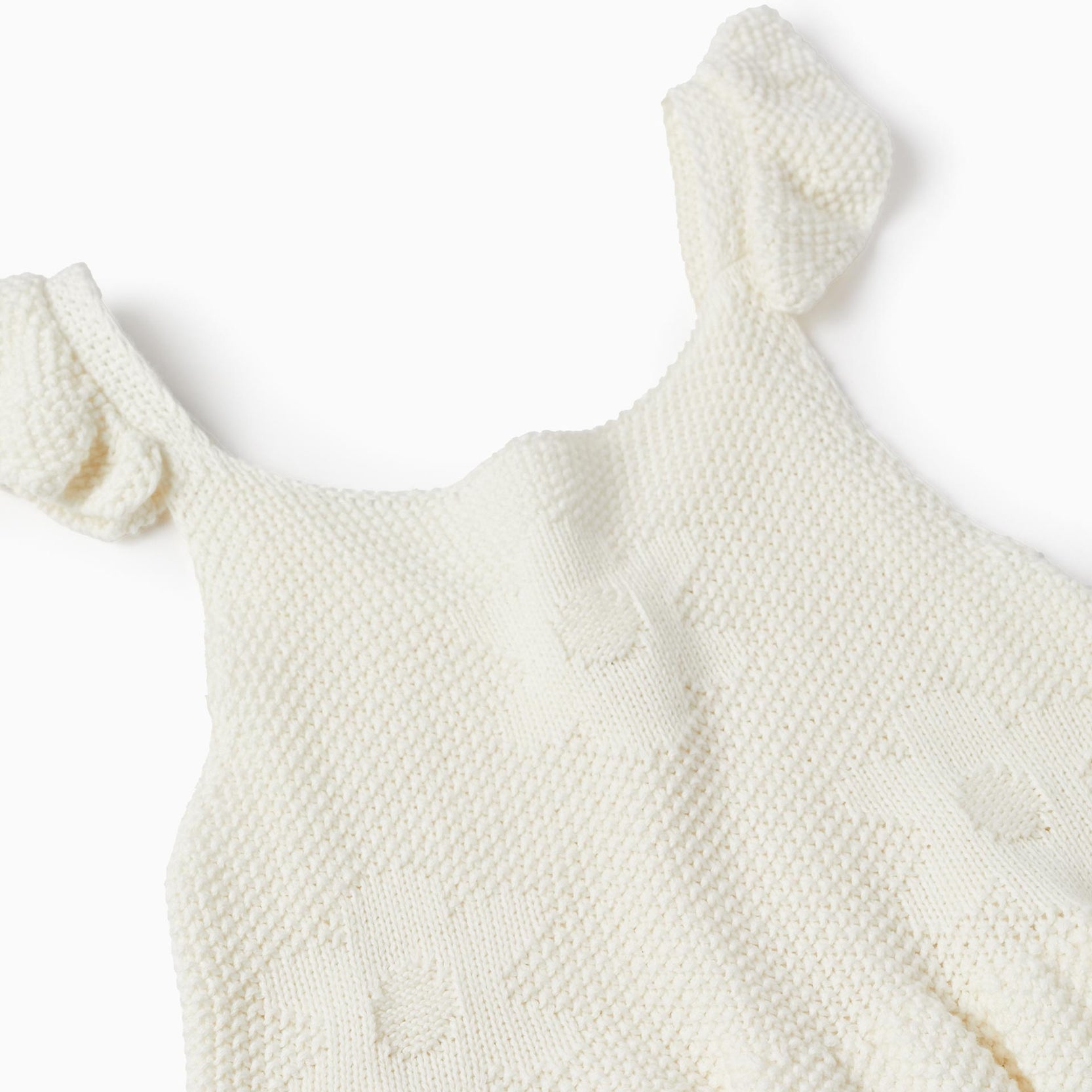 Strappy Knitted Dress for Girls, White