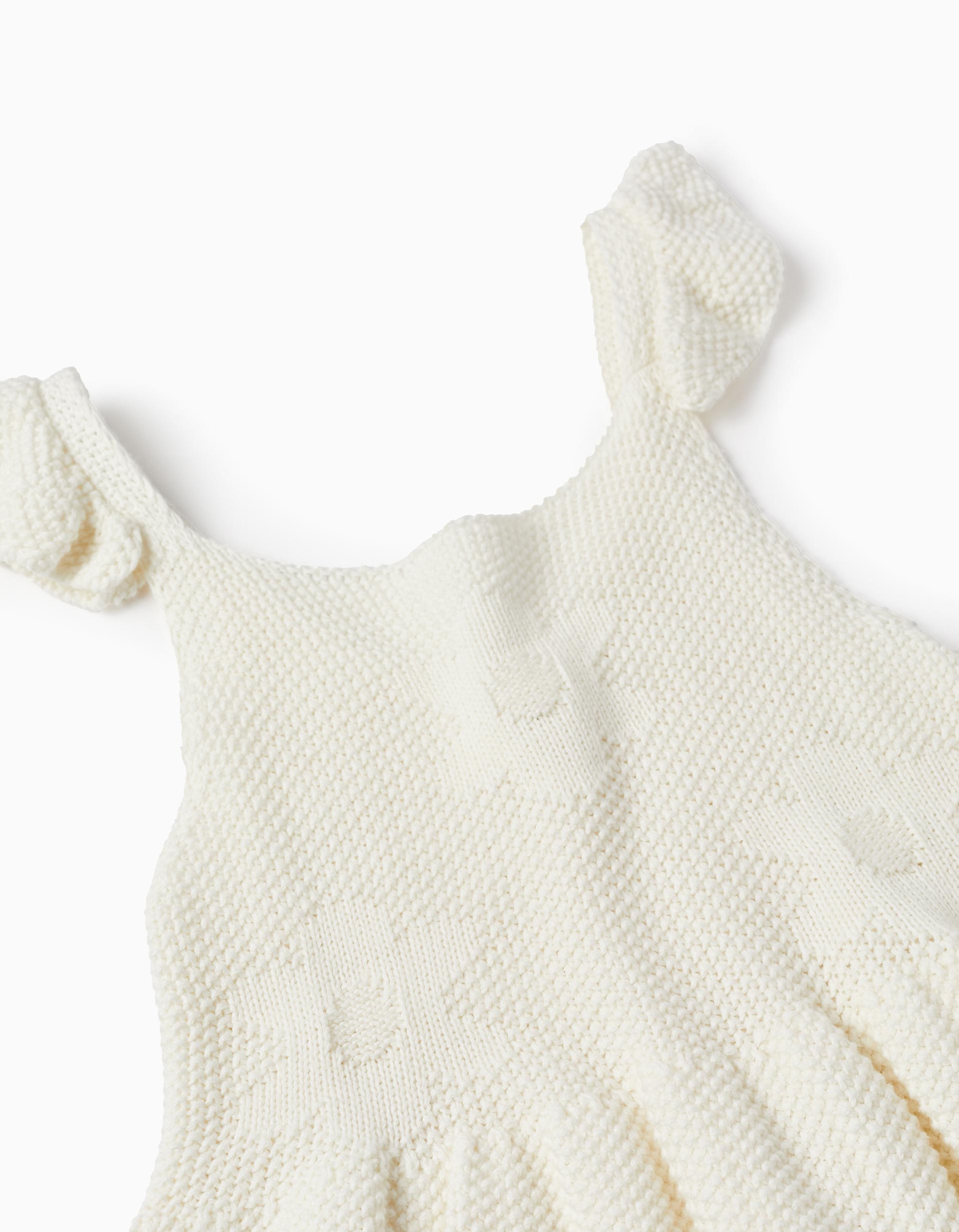 Strappy Knitted Dress for Girls, White