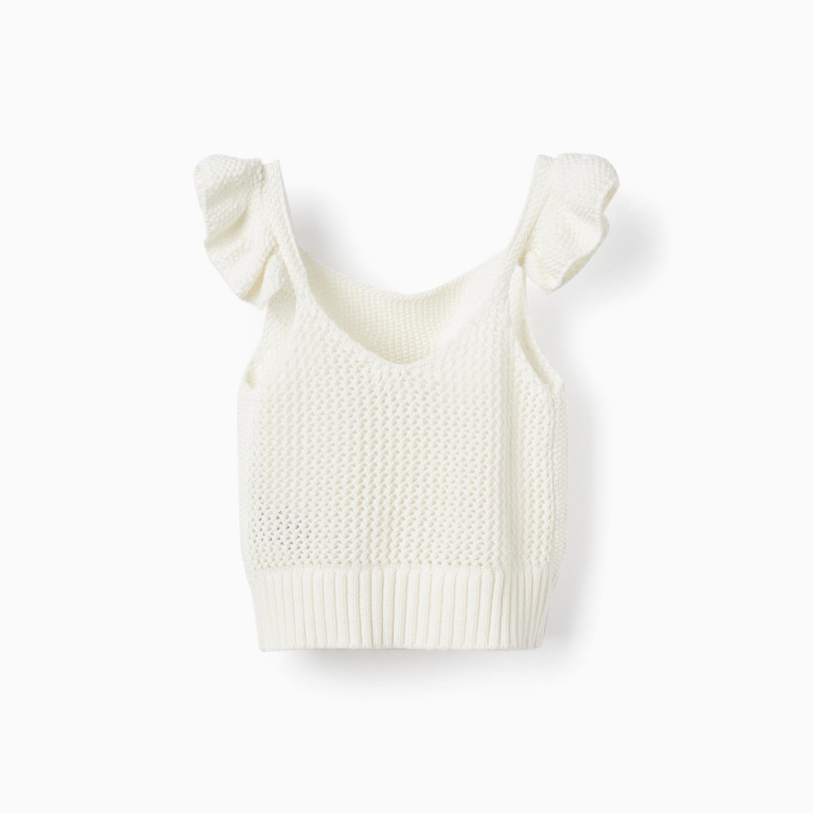 Knit Top with Flowers for Girls, White