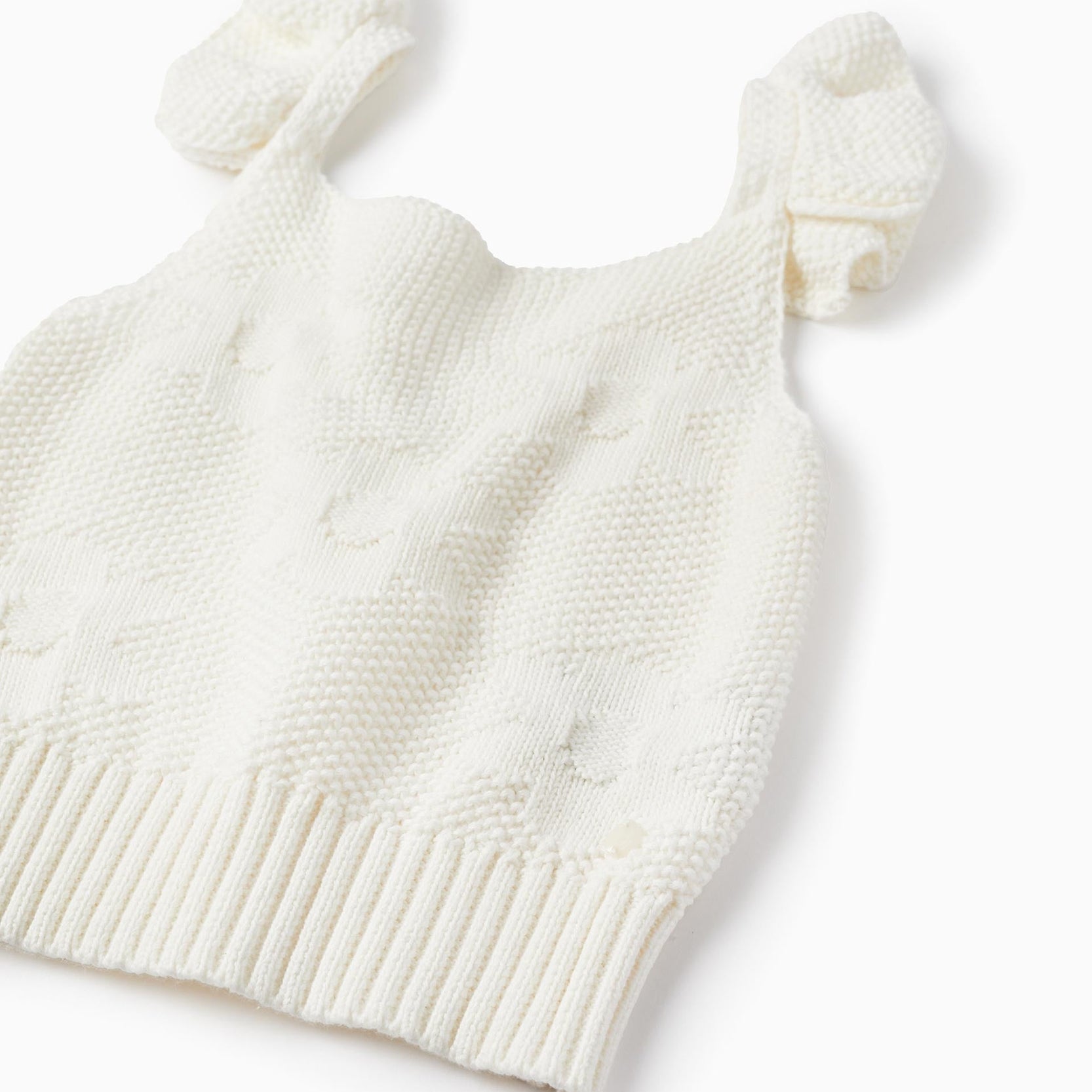 Knit Top with Flowers for Girls, White