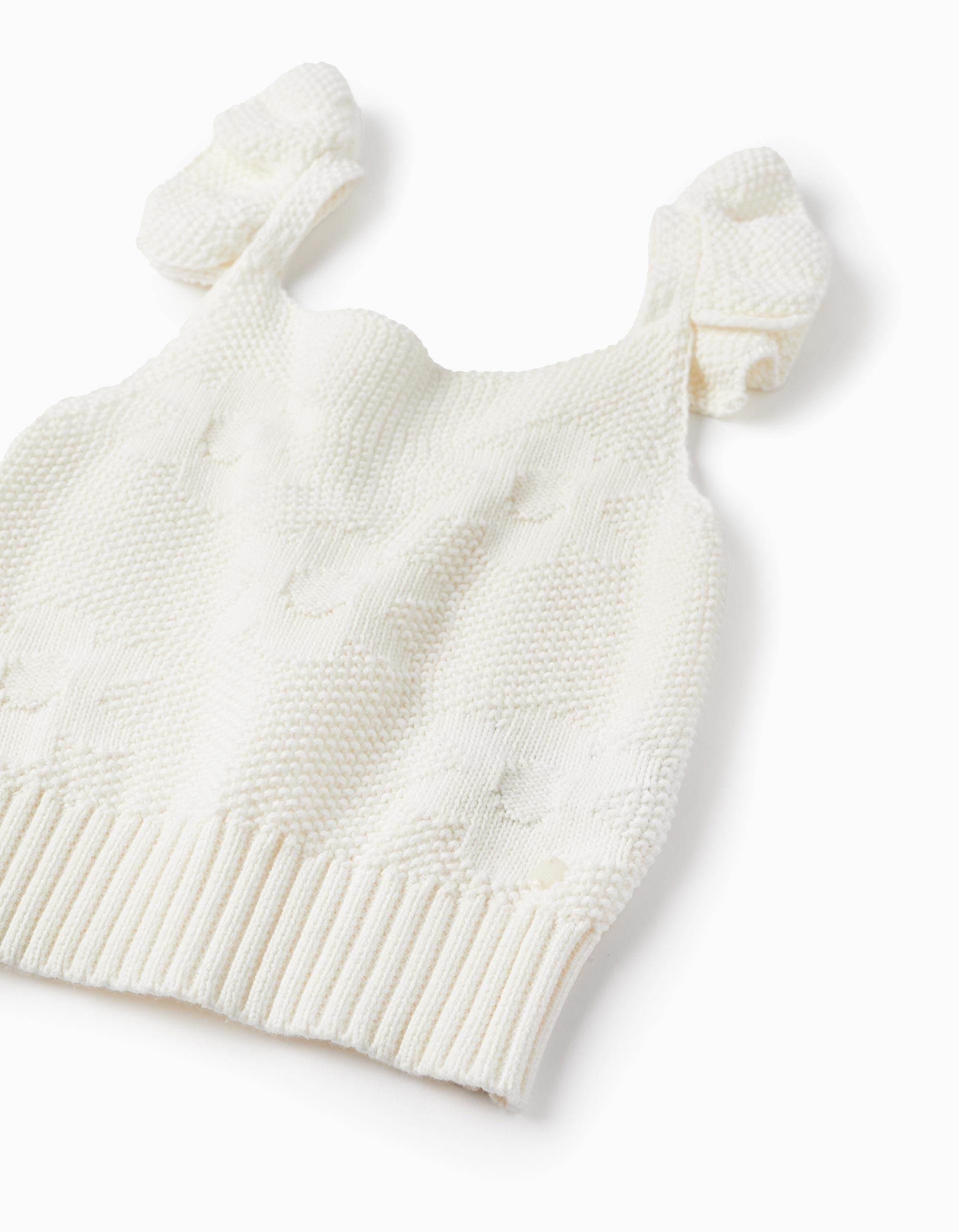 Knit Top with Flowers for Girls, White