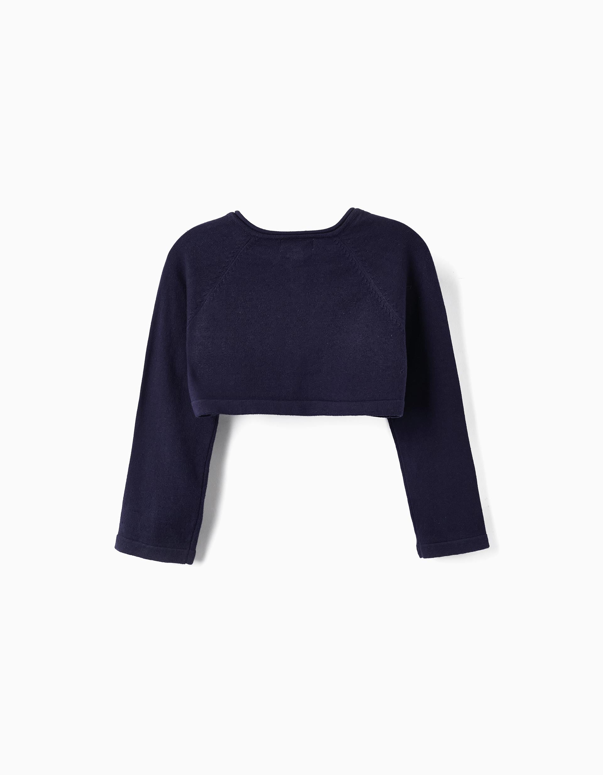 Knitted Bolero Jacket for Girls, Dark Blue