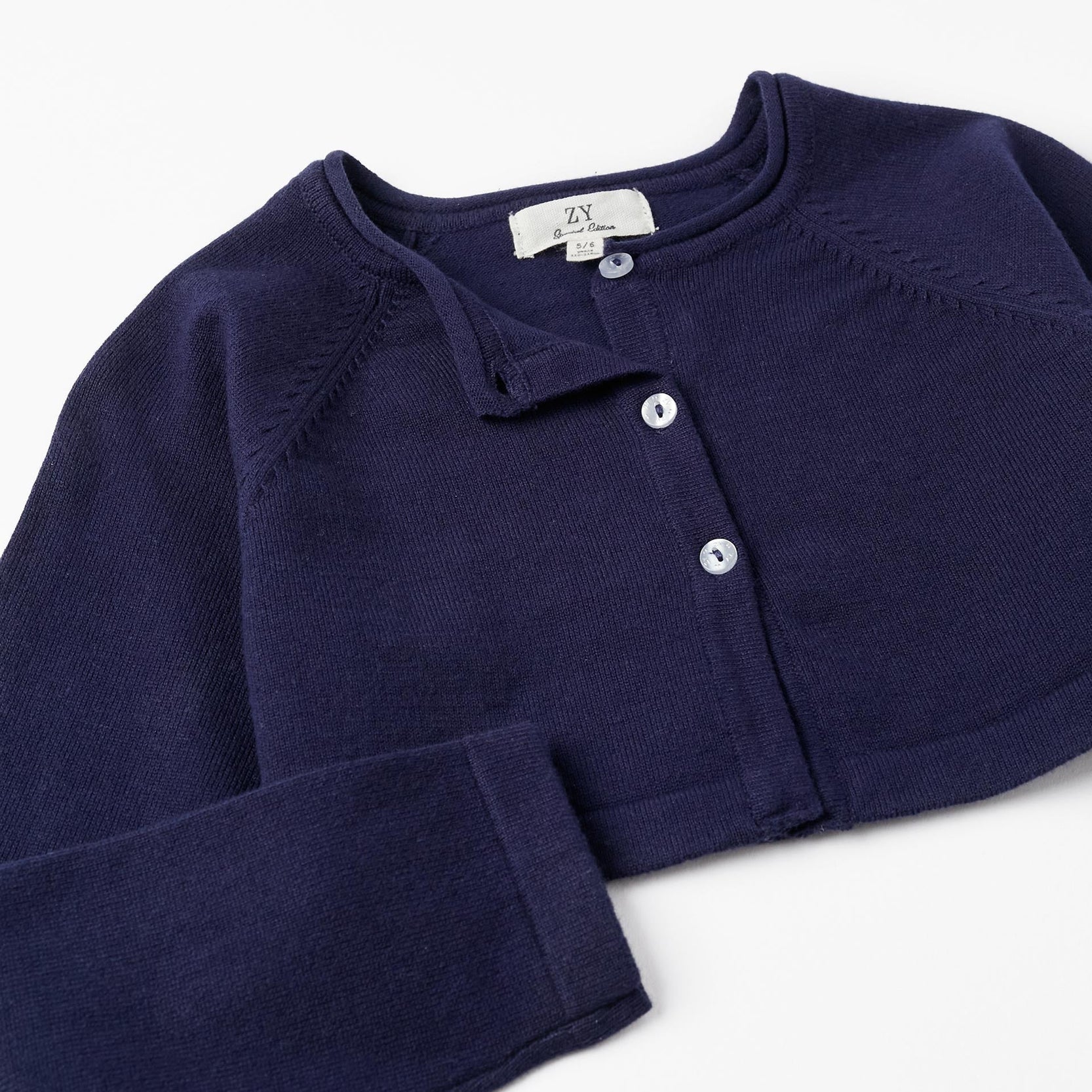 Knitted Bolero Jacket for Girls, Dark Blue