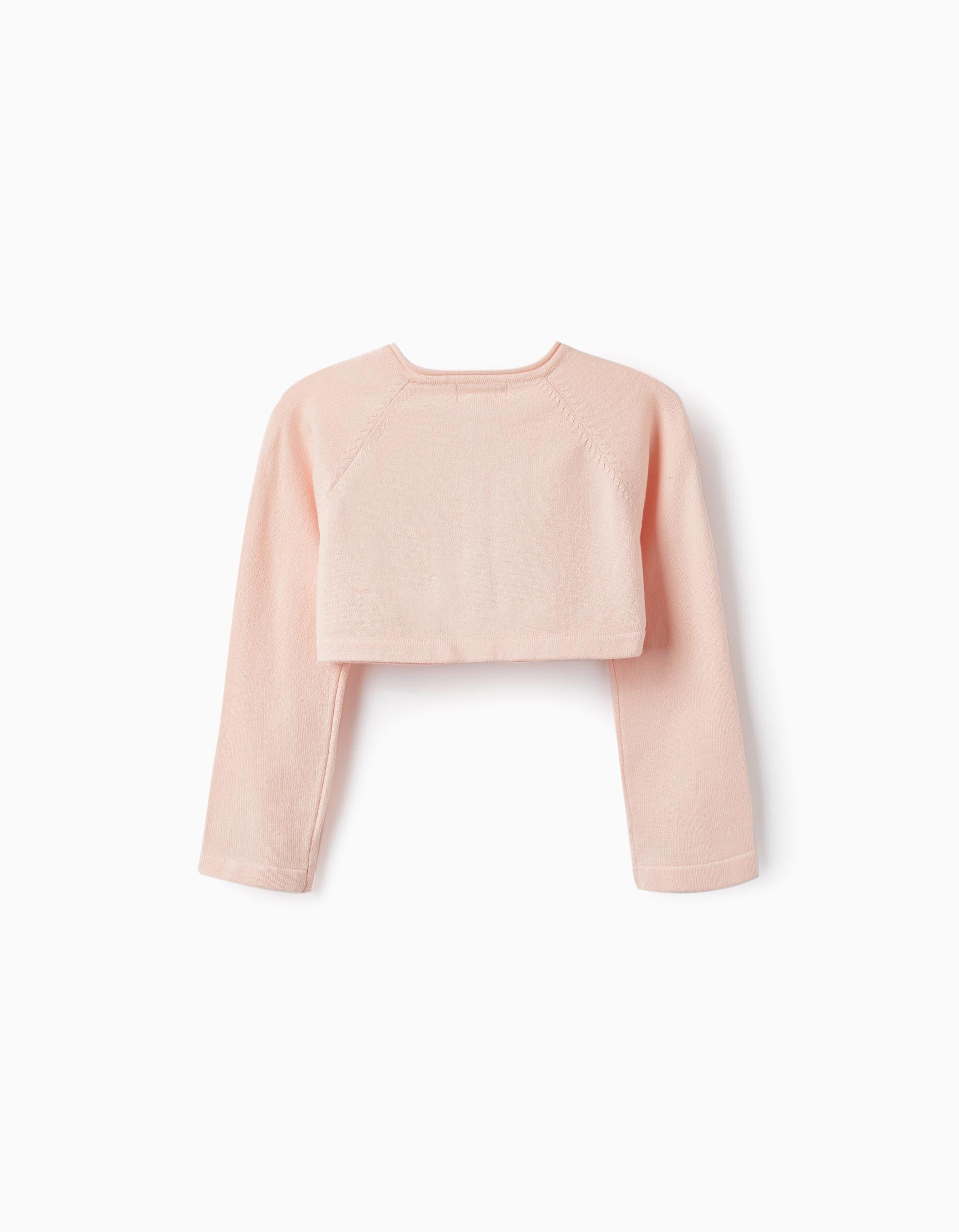 Knitted Bolero Jacket for Girls, Light Pink