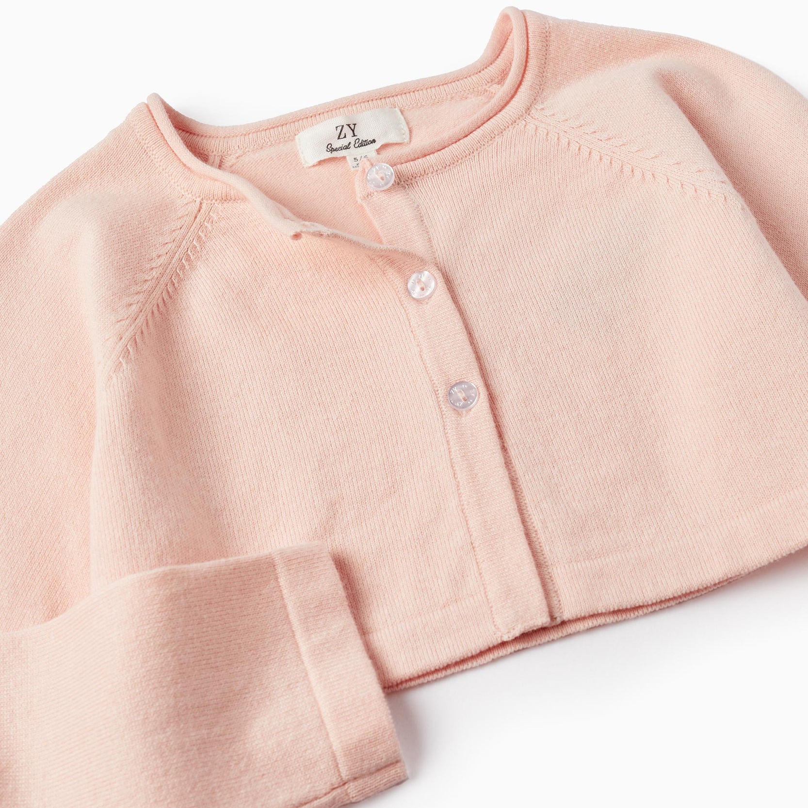 Knitted Bolero Jacket for Girls, Light Pink