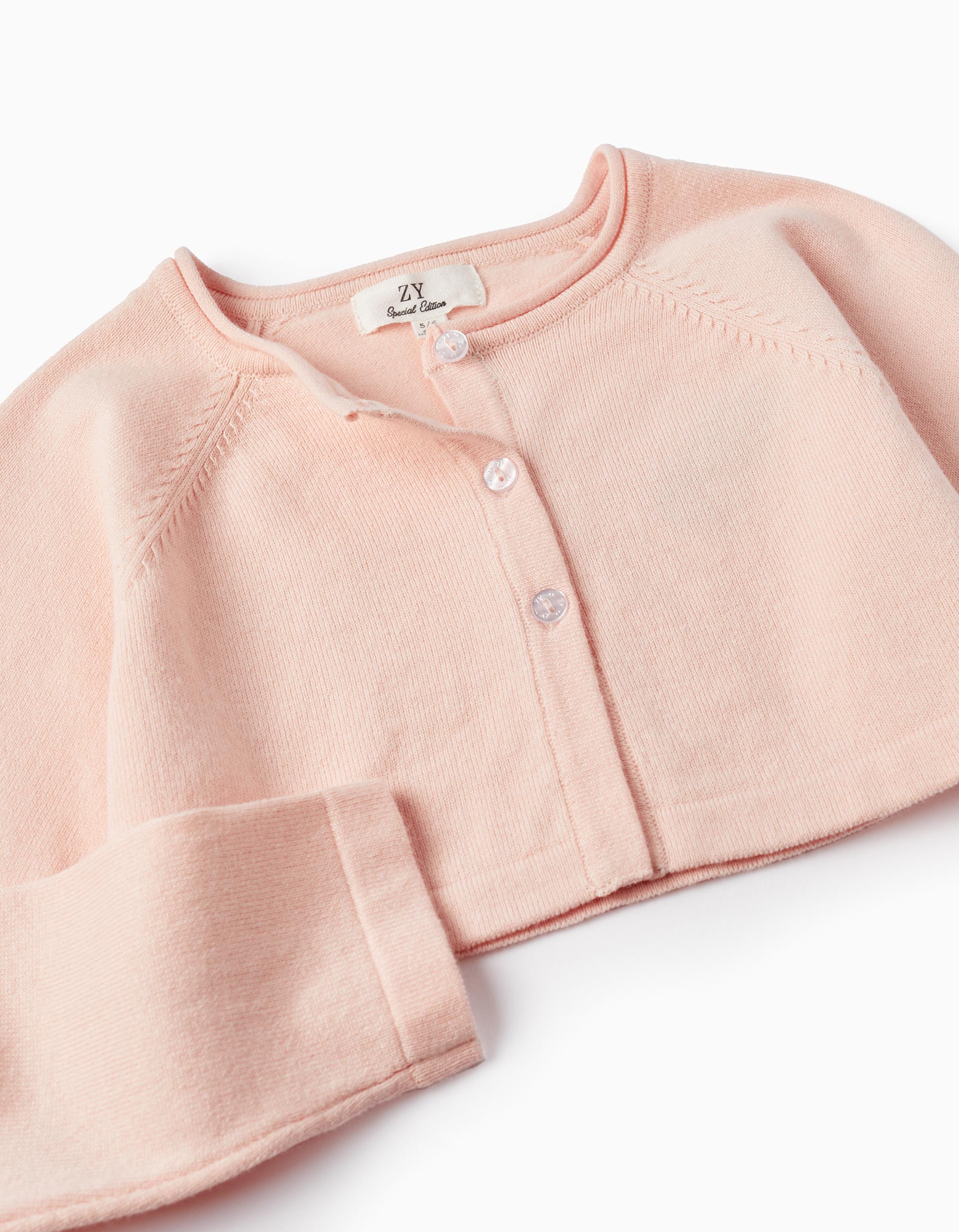 Knitted Bolero Jacket for Girls, Light Pink