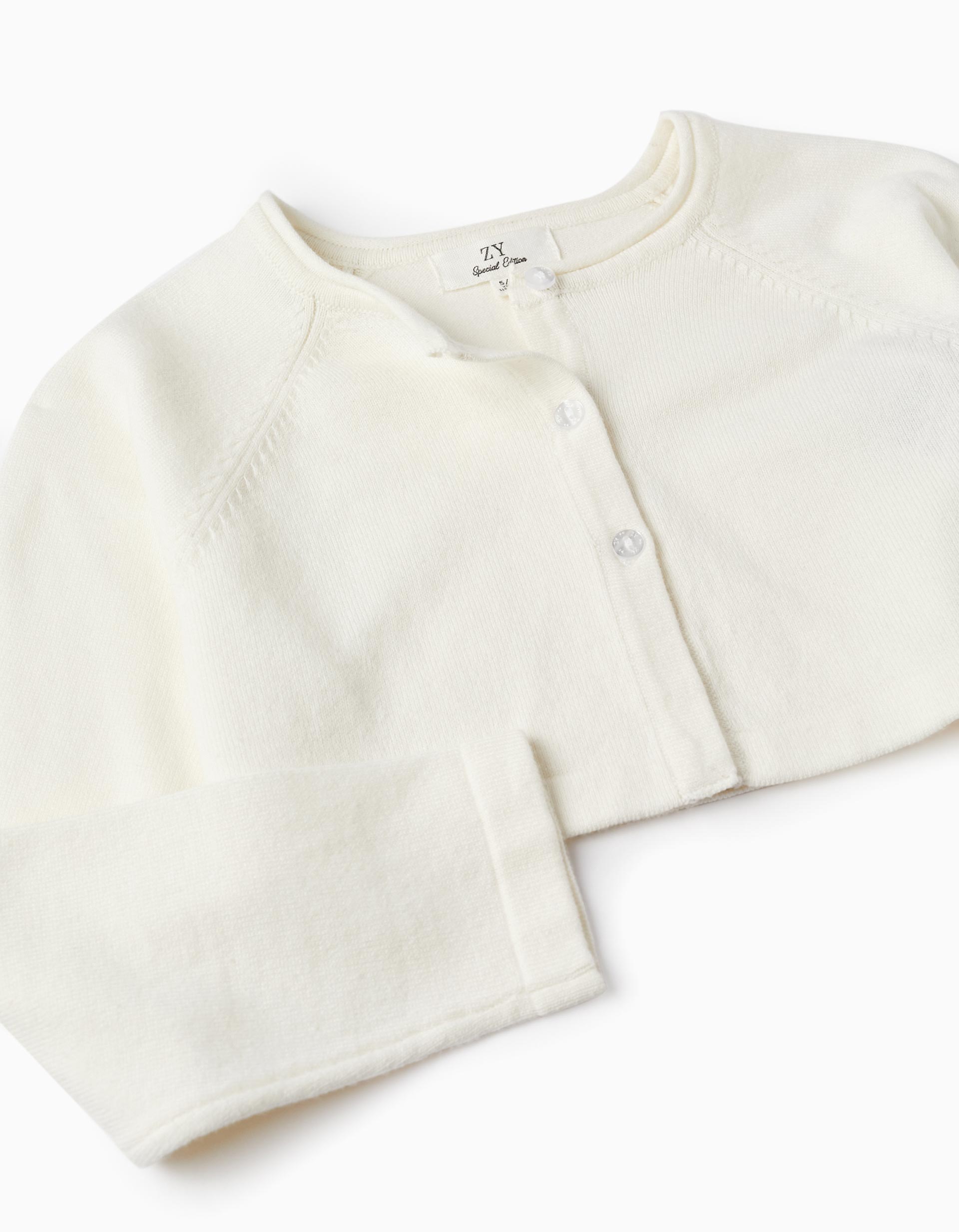 Knitted Bolero Jacket for Girls, White