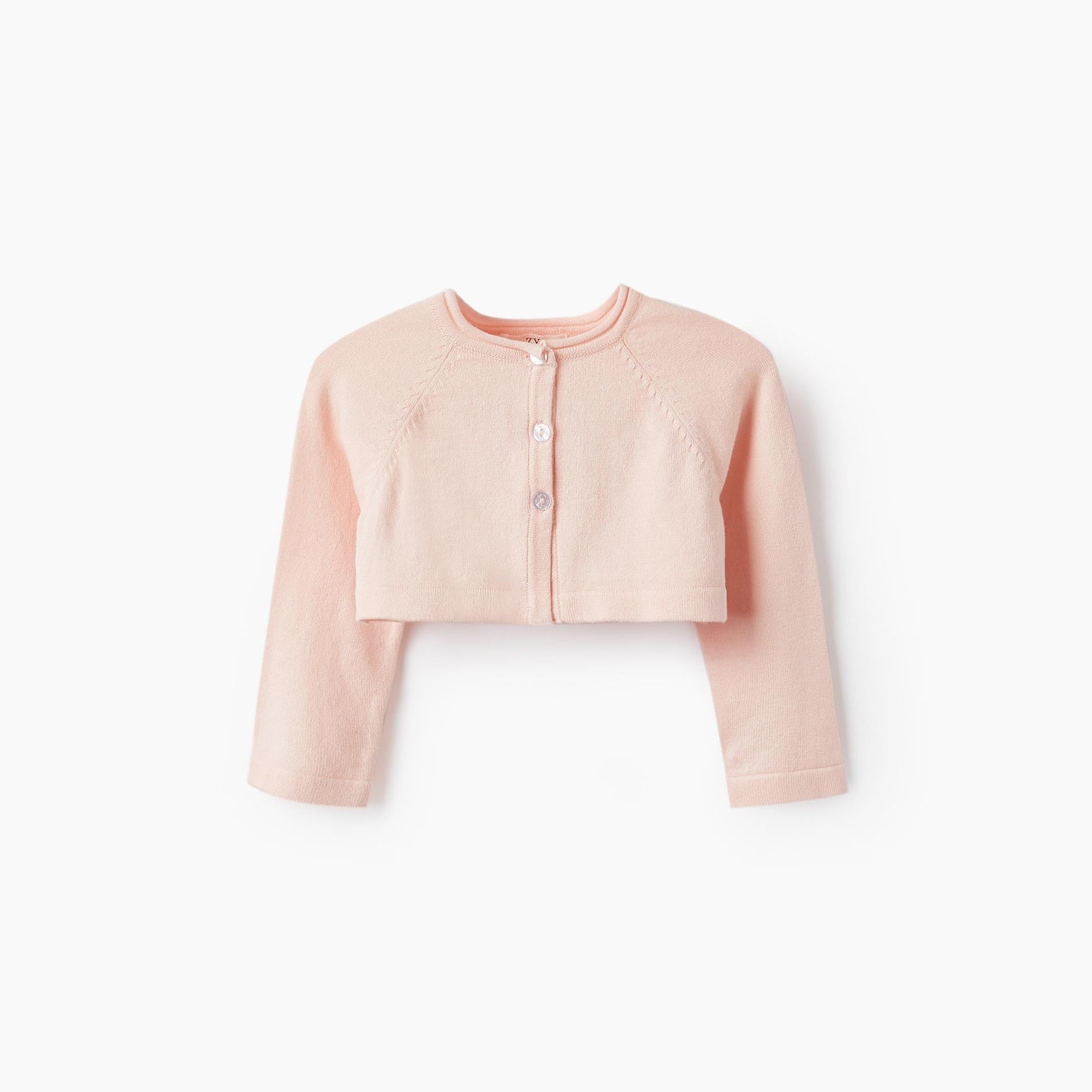 Knitted Bolero Jacket for Baby Girls, Light Pink