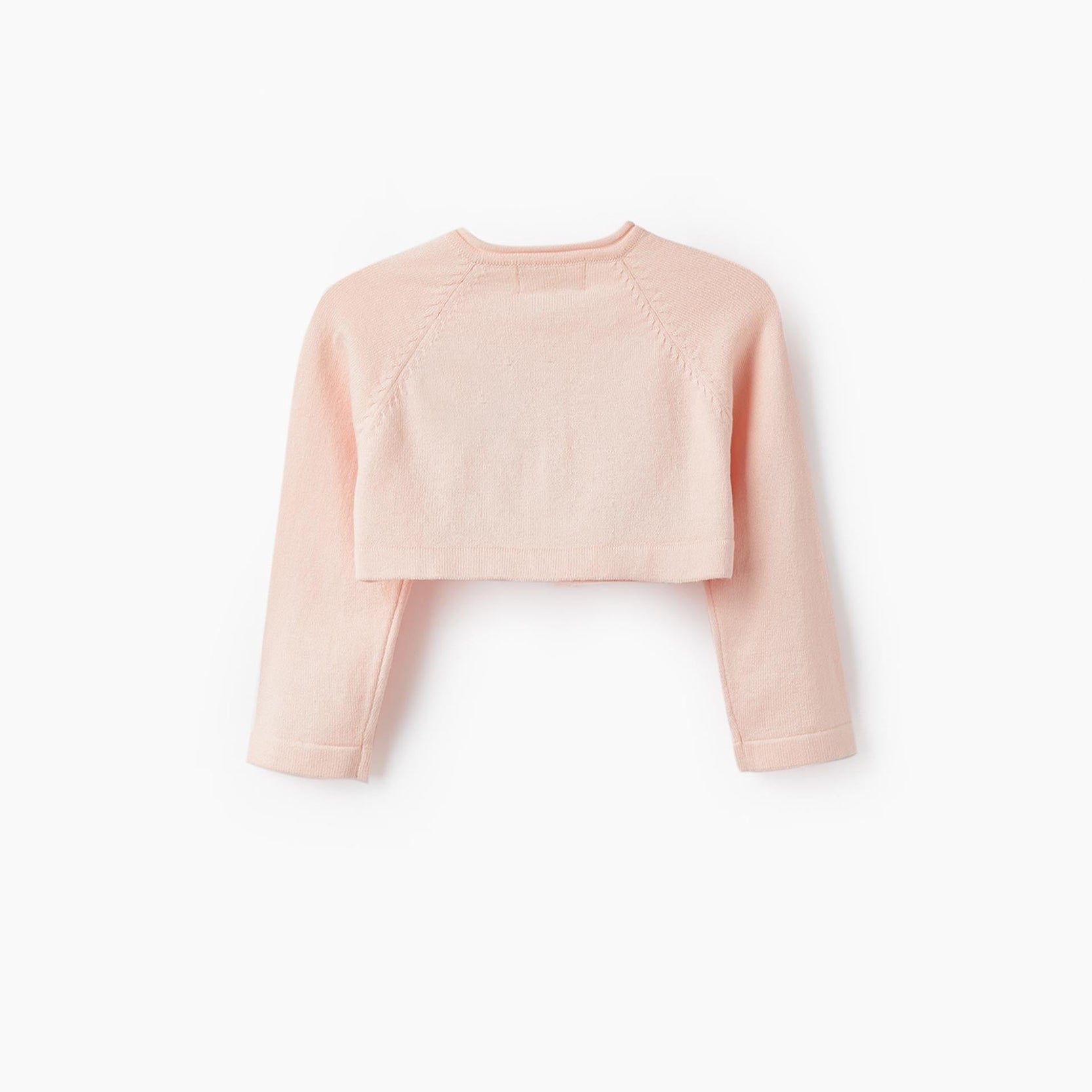 Knitted Bolero Jacket for Baby Girls, Light Pink