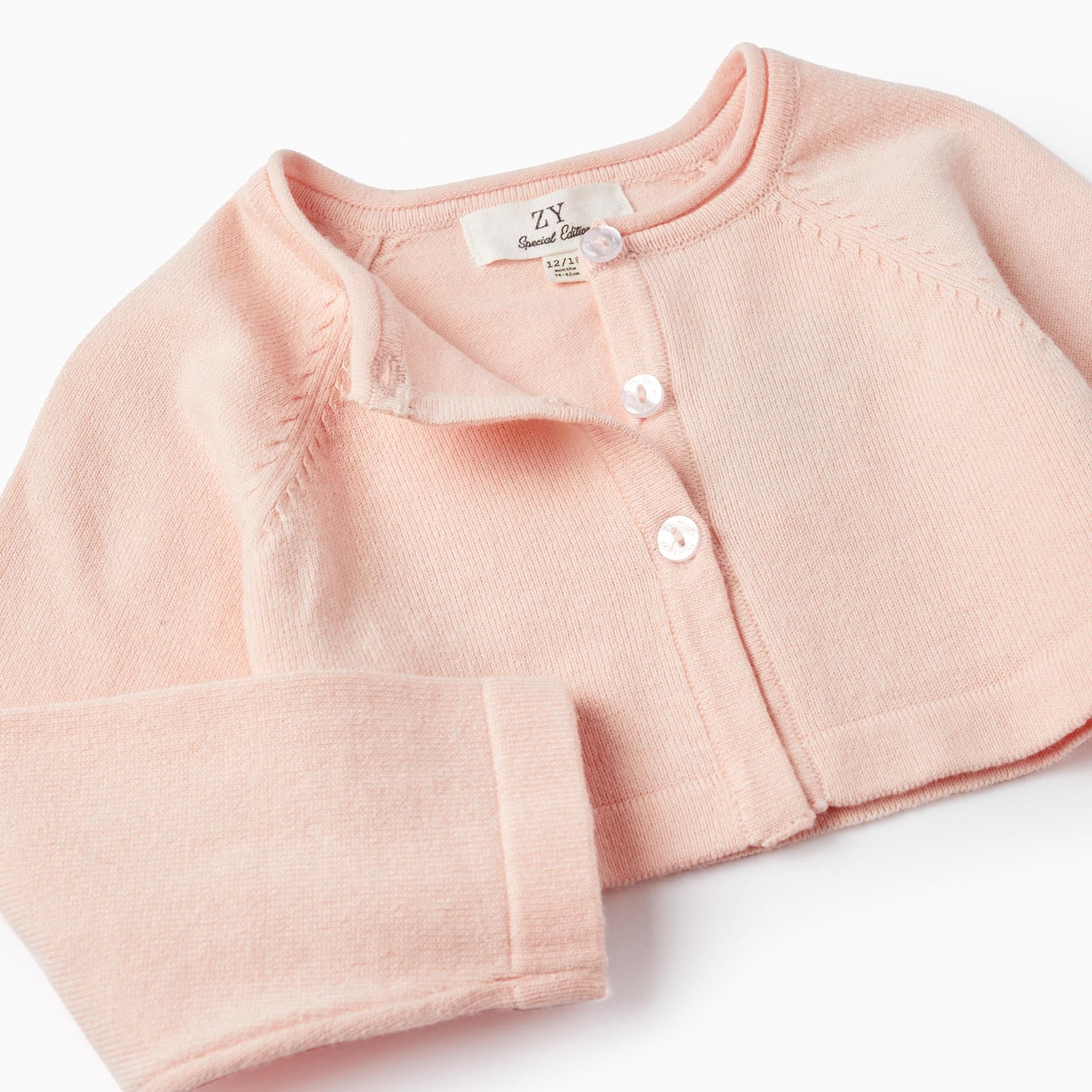 Knitted Bolero Jacket for Baby Girls, Light Pink